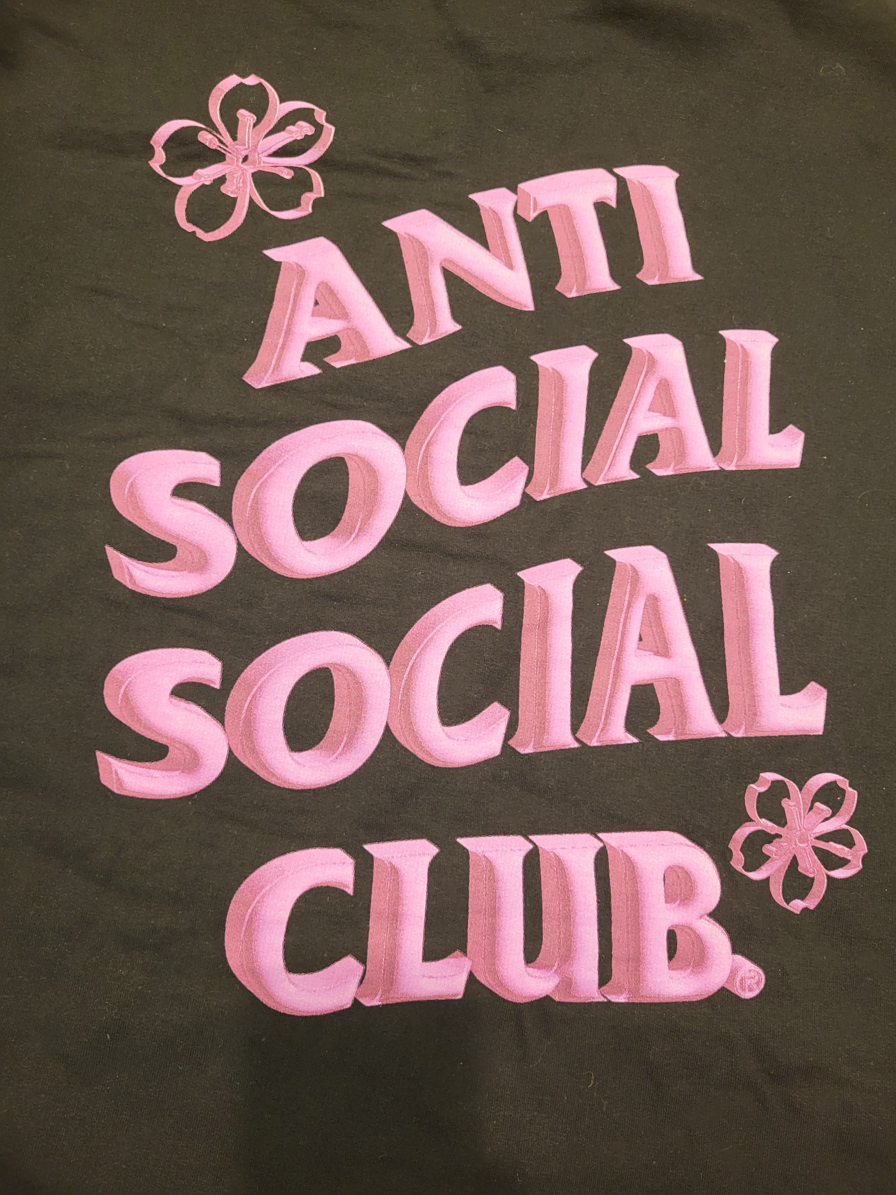 Anti Social Social Club Pink Flower Hoodie Sz Large