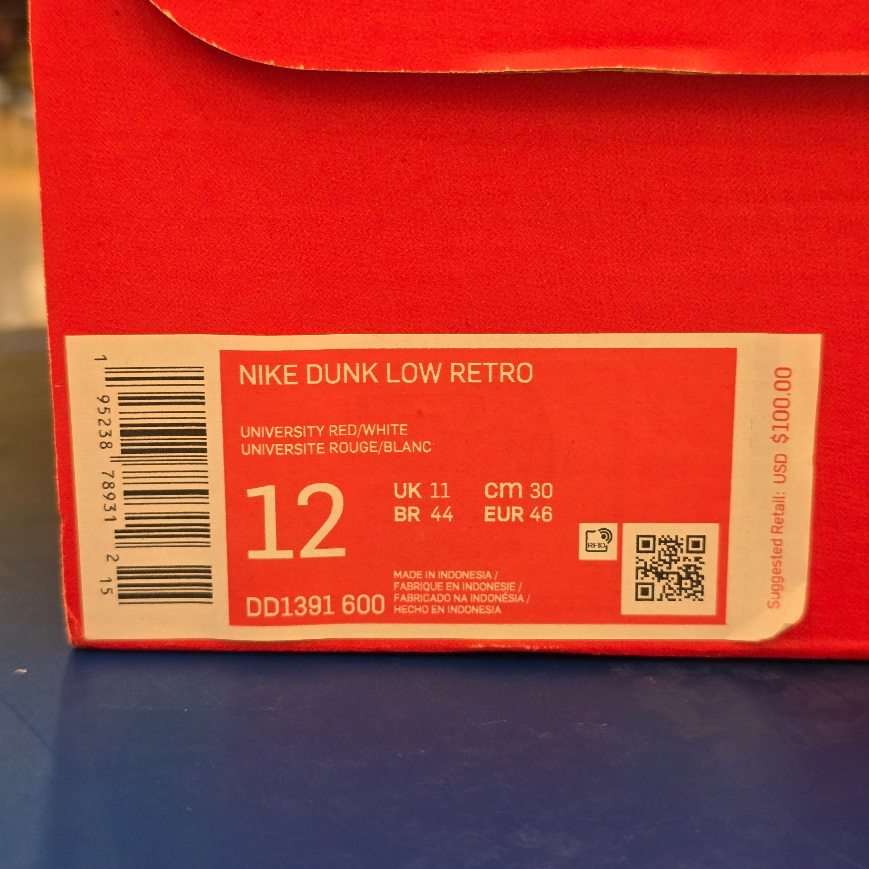 Nike Dunk Low Championship Red SZ 12 USED