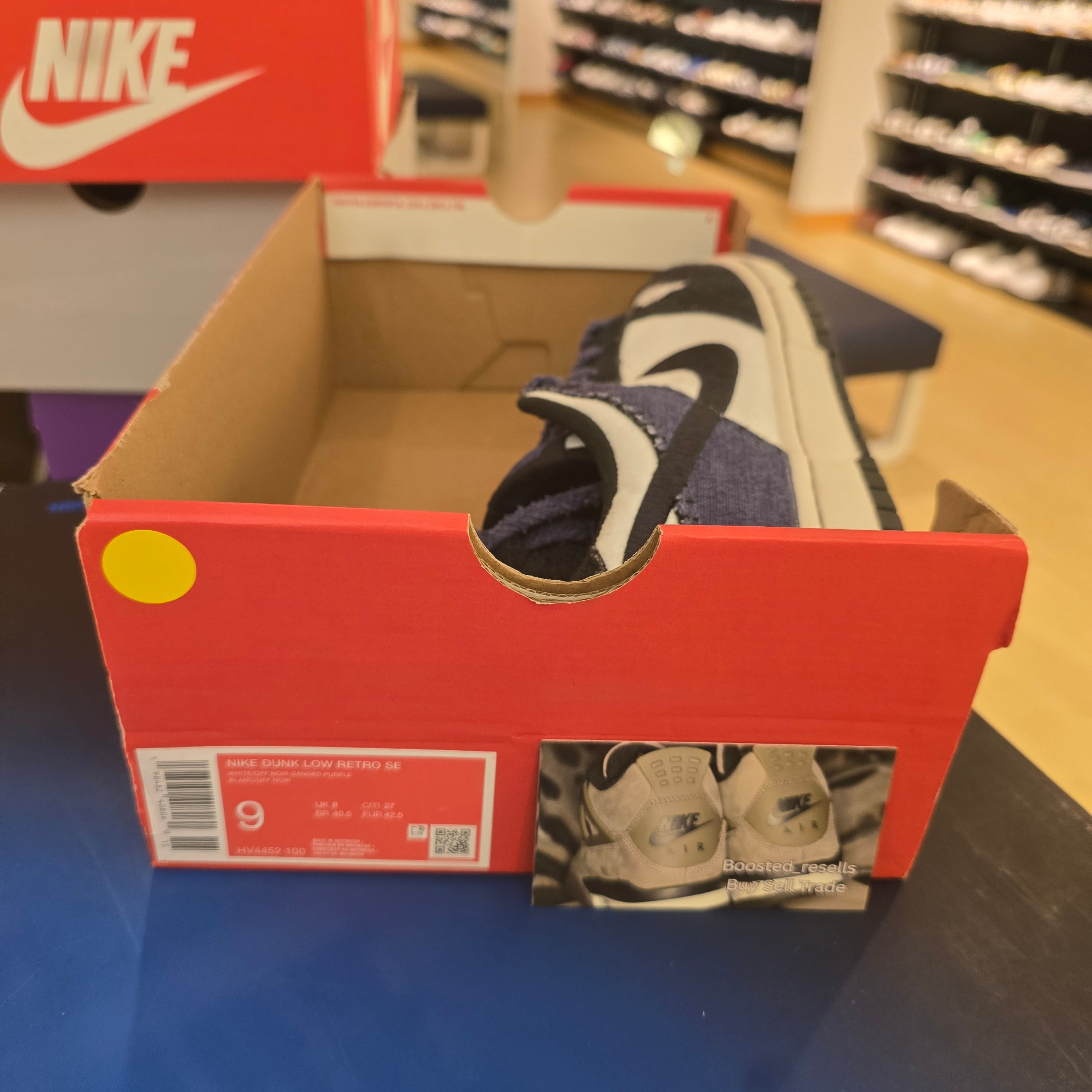 Nike Dunk Low Retro SE White Off Noir Sanded Purple SZ 9 MISSING LID