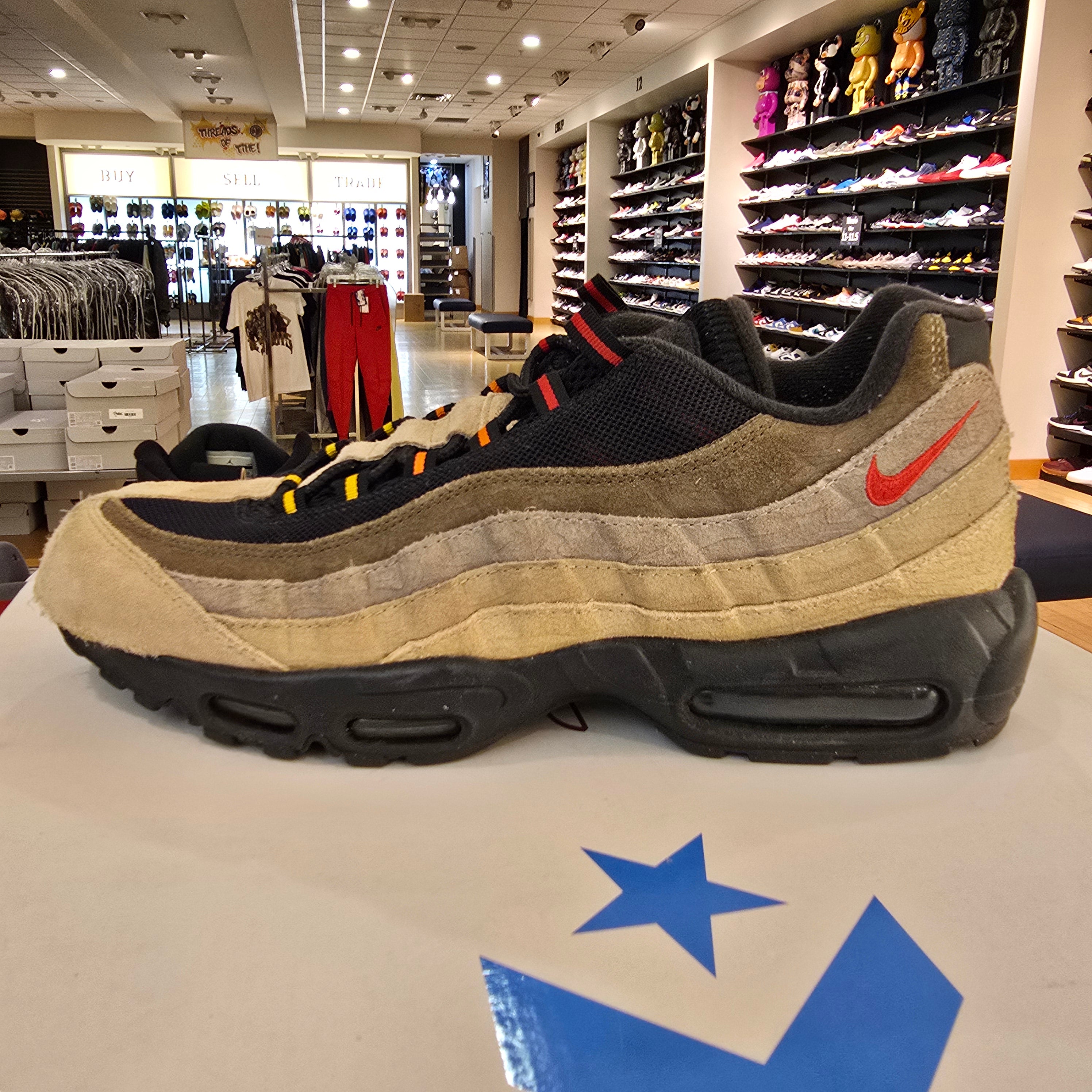 Air Max 95 Off Noir Limestone SZ 12 USED NO BOX HOLE ON LEFT SHOE