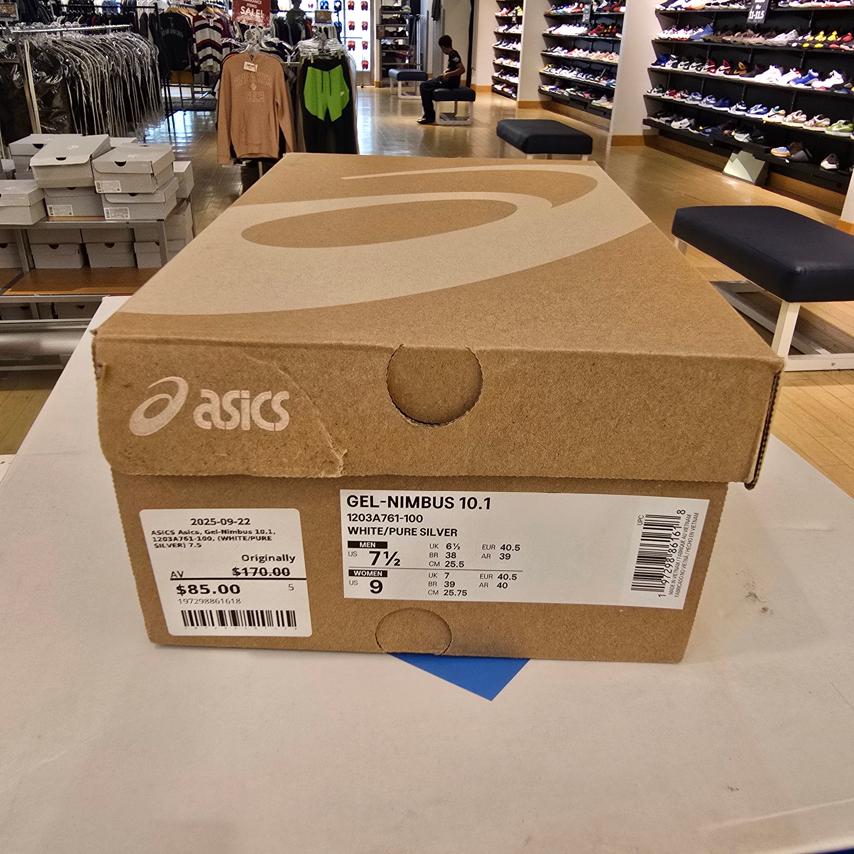 Asics Gel-Nimbus 10.1 White Pure Silver SZ 7.5