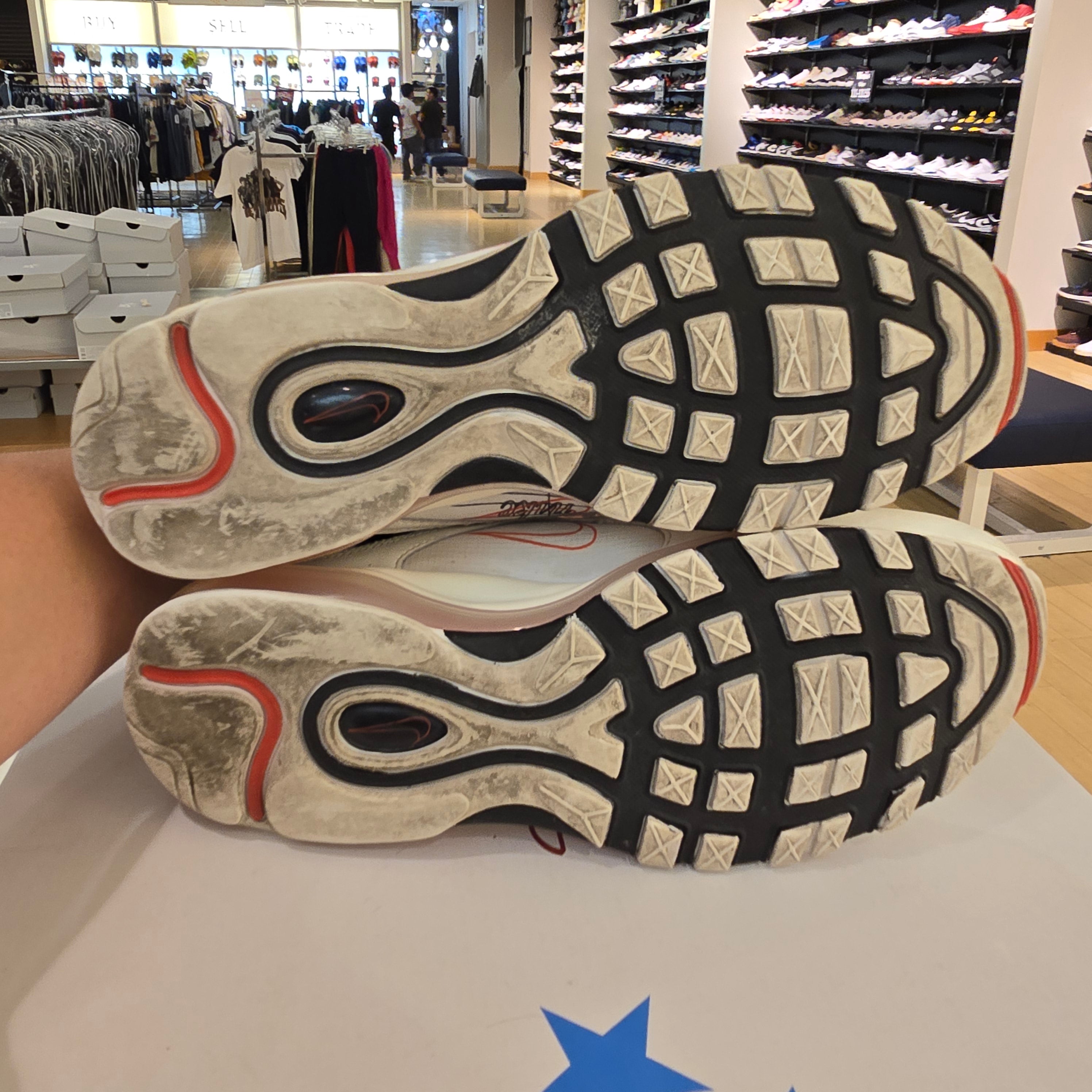 Nike Air Max 97 Sketch Logo White Black Red SZ 12 USED NO BOX