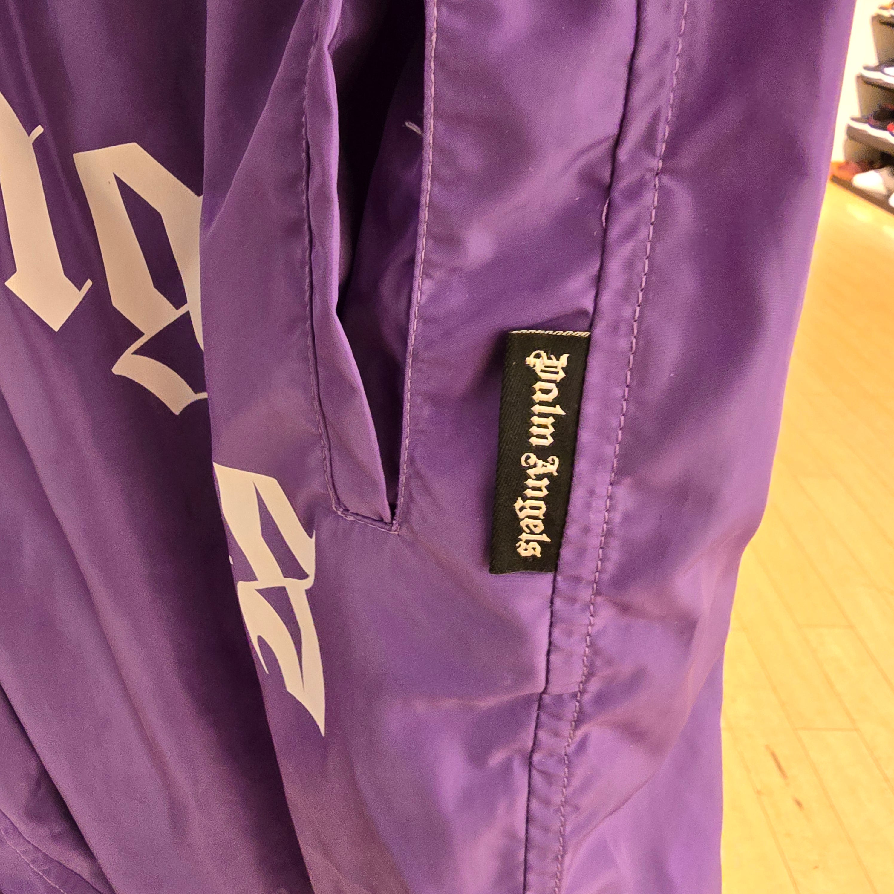 Palm Angels Curved Logo Swim Short Violet White SZ L USED