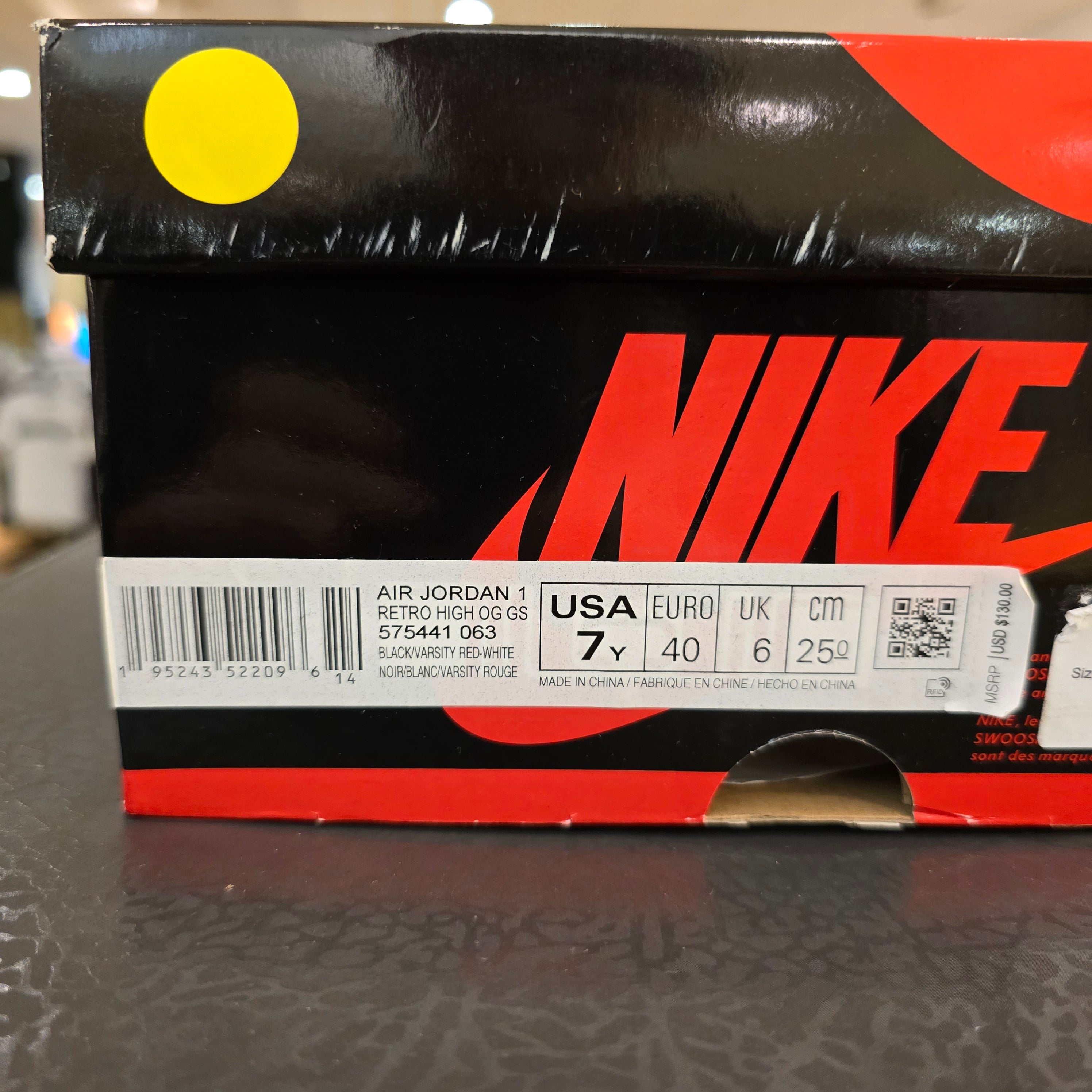 Jordan 1 Retro High OG Patent Bred (GS) SZ 7Y USED