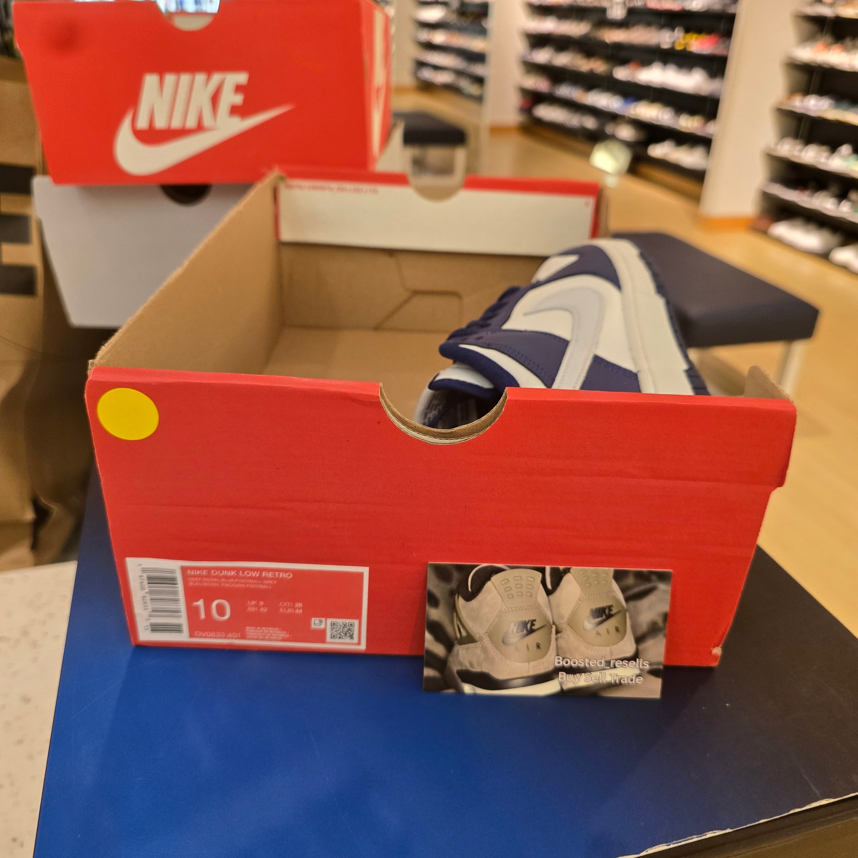 Nike Dunk Low Deep Royal Football Grey SZ 10 MISSING LID