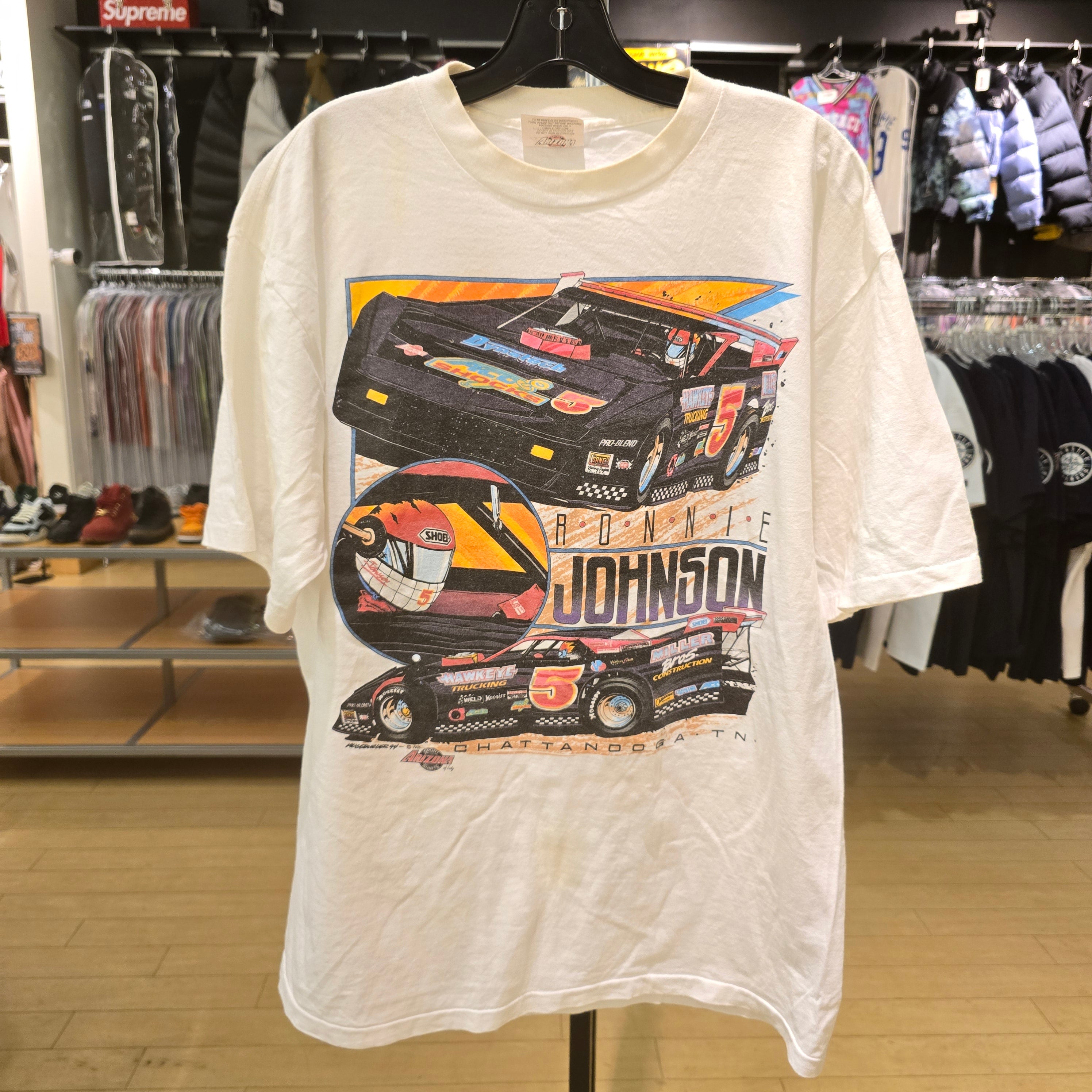 90s Ronnie Johnson Dirt Track Tee White Size XL