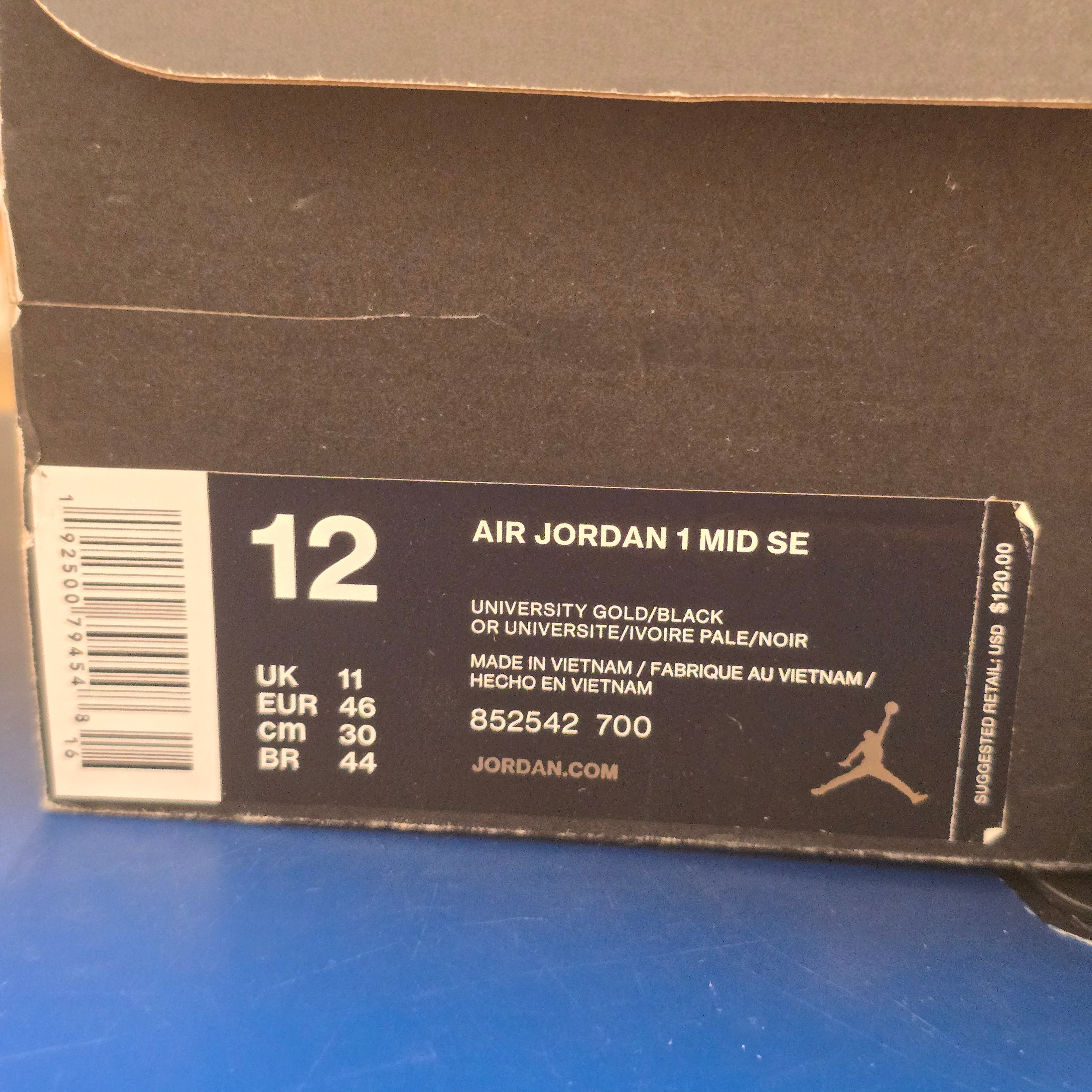 Jordan 1 Mid SE Lakers SZ 12 USED