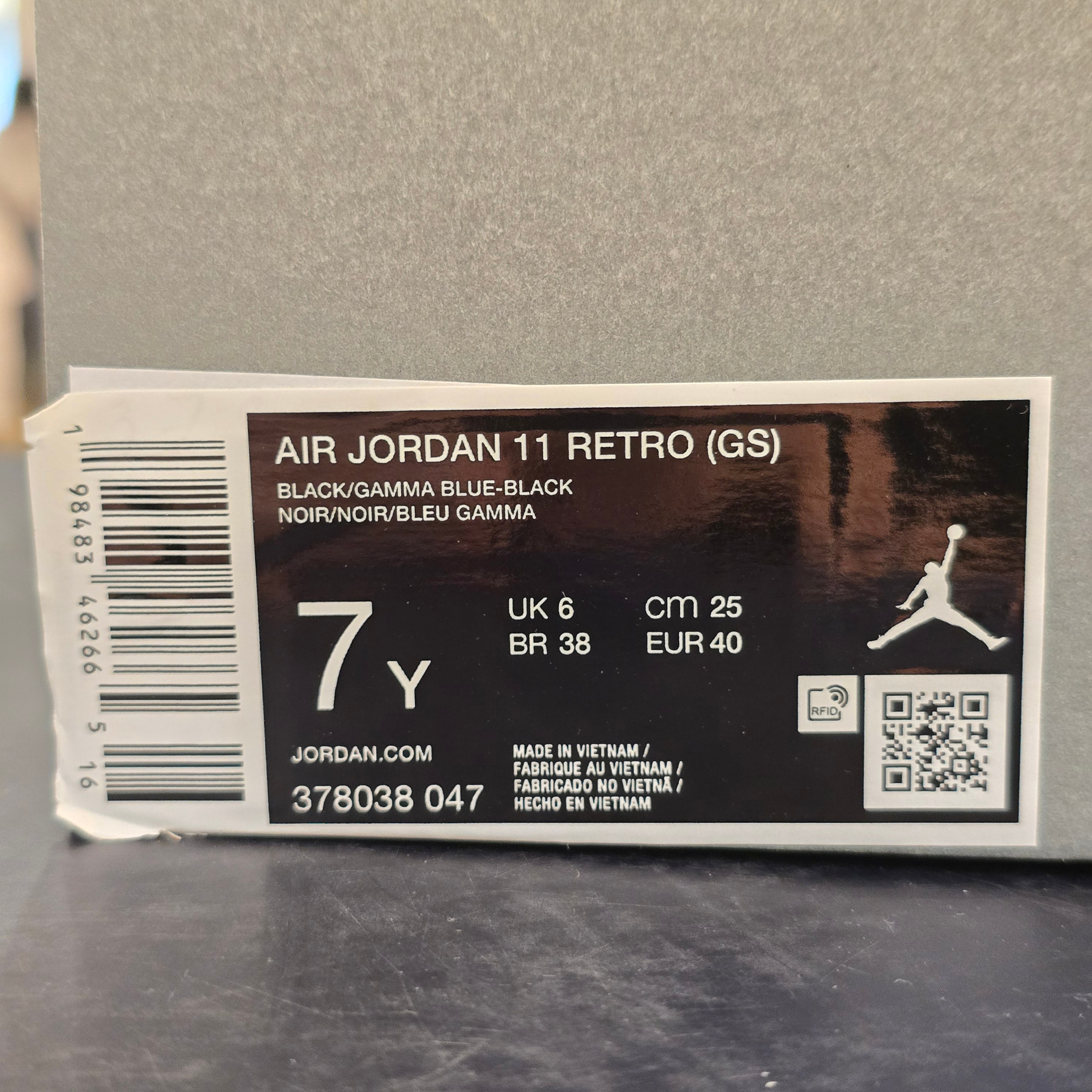 Jordan 11 Retro Gamma Blue GS SZ 7Y B-GRADE MISSING LID