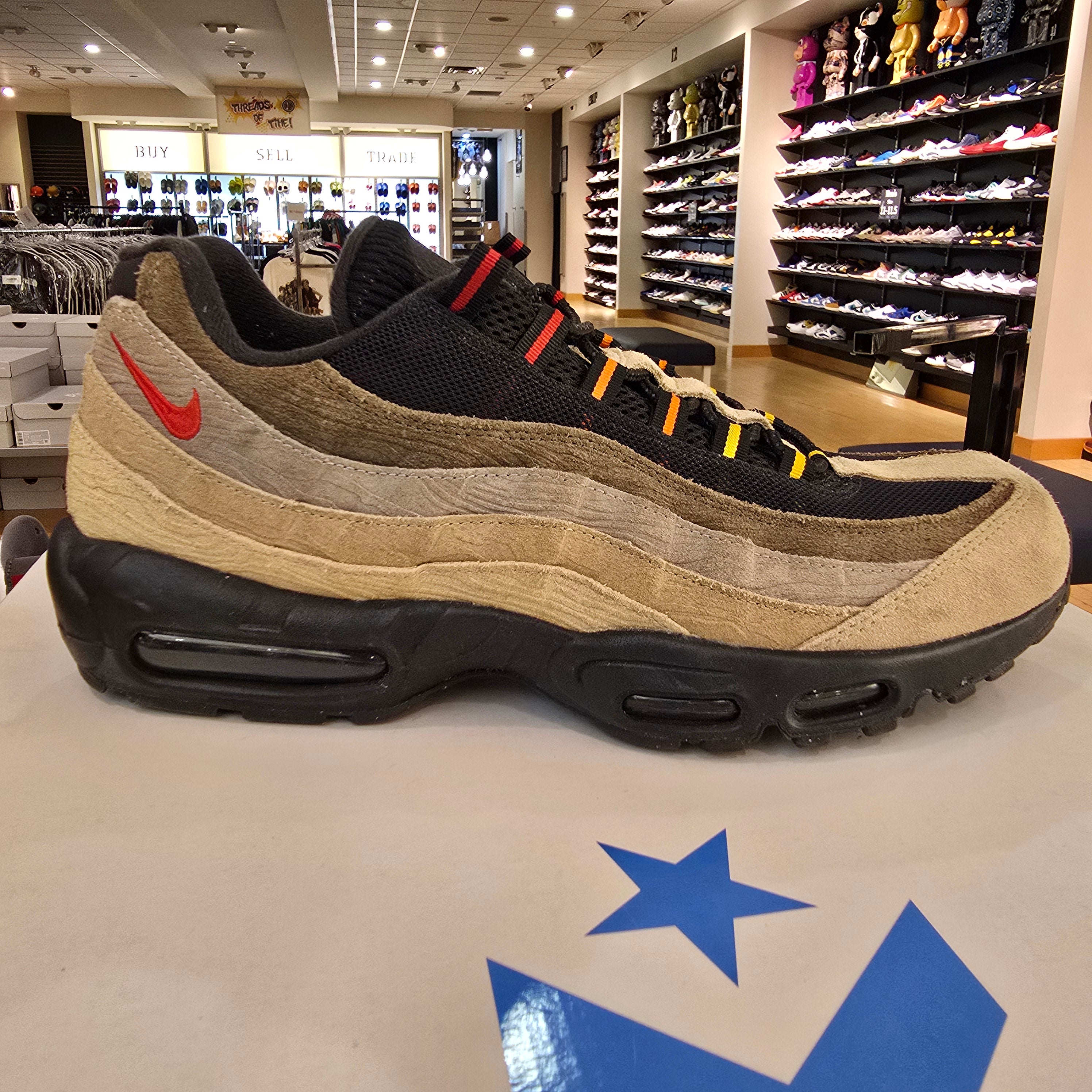 Air Max 95 Off Noir Limestone SZ 12 USED NO BOX HOLE ON LEFT SHOE
