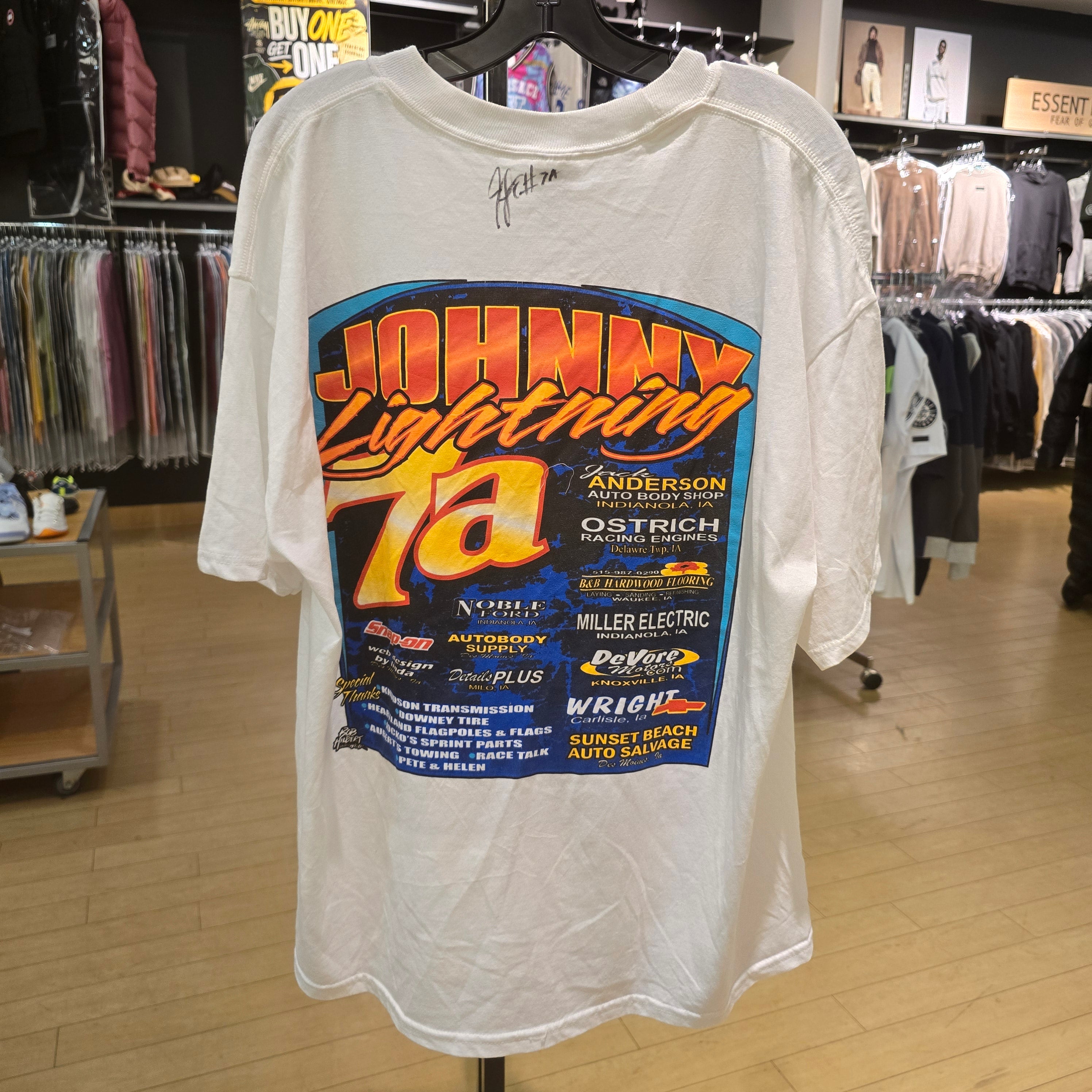 Signed 90s Johnny Lightning Sprint Car Tee White Size XL
