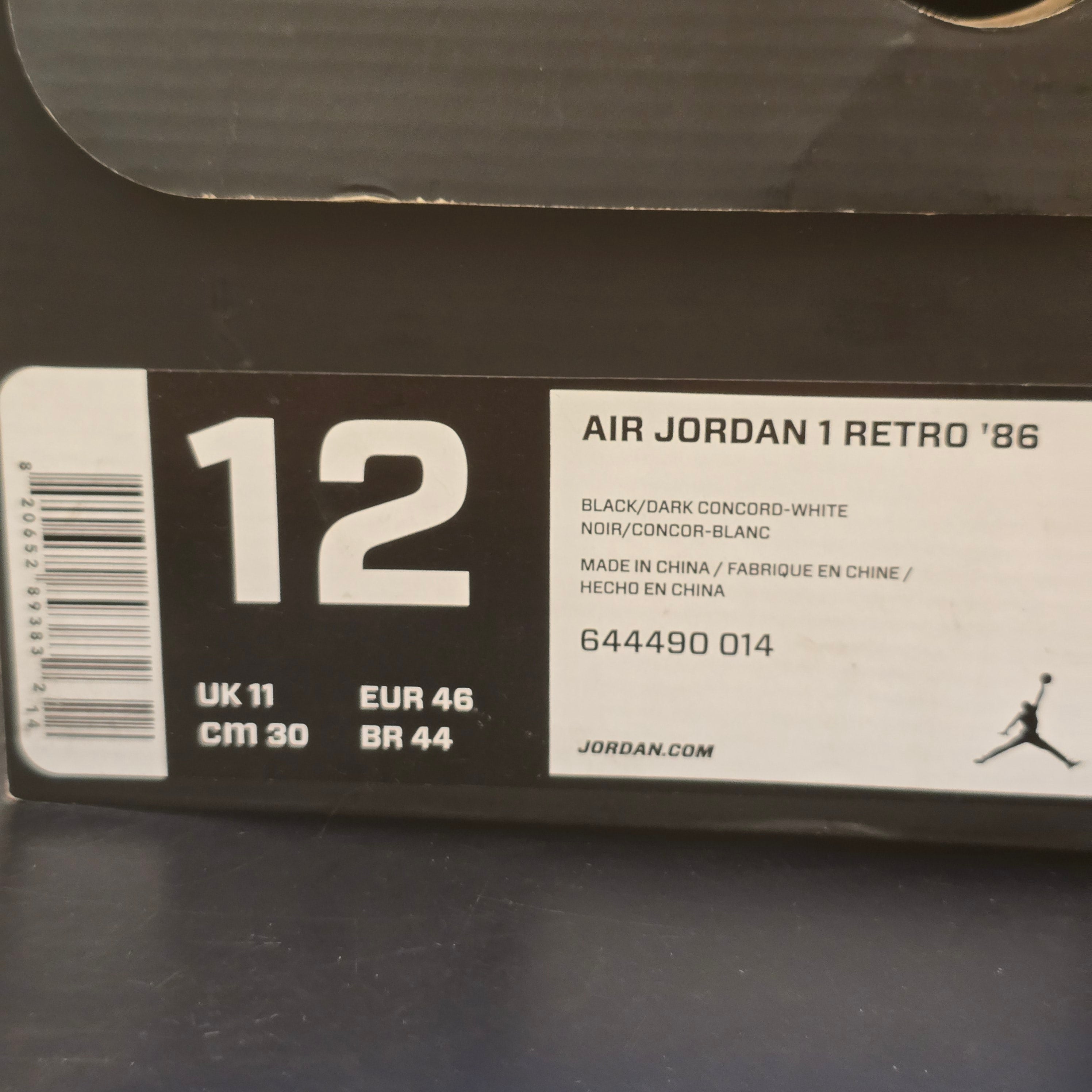 Jordan 1 86 Dark Concord SZ 12 USED
