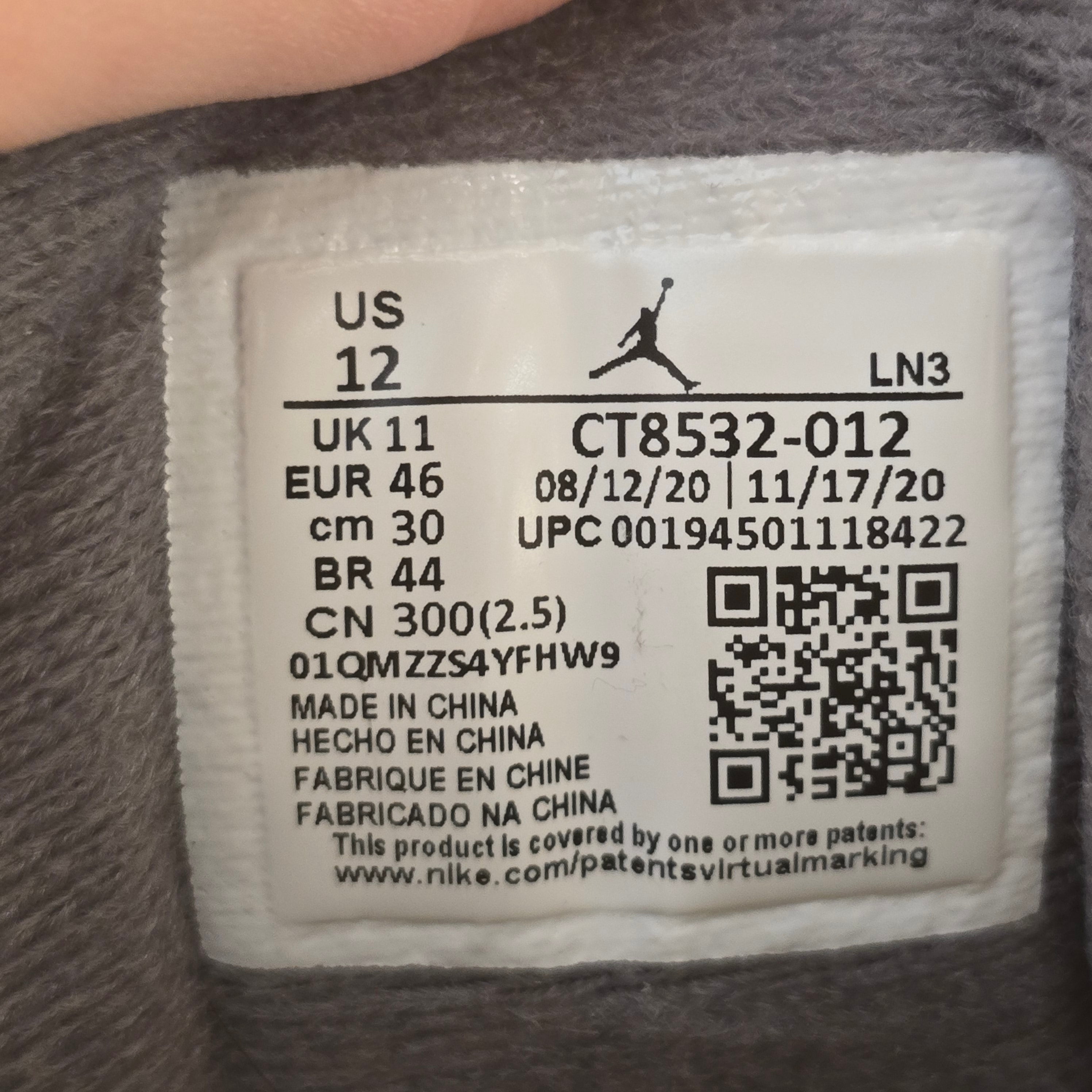 Jordan 3 Retro Cool Grey (2021) SZ 12 USED