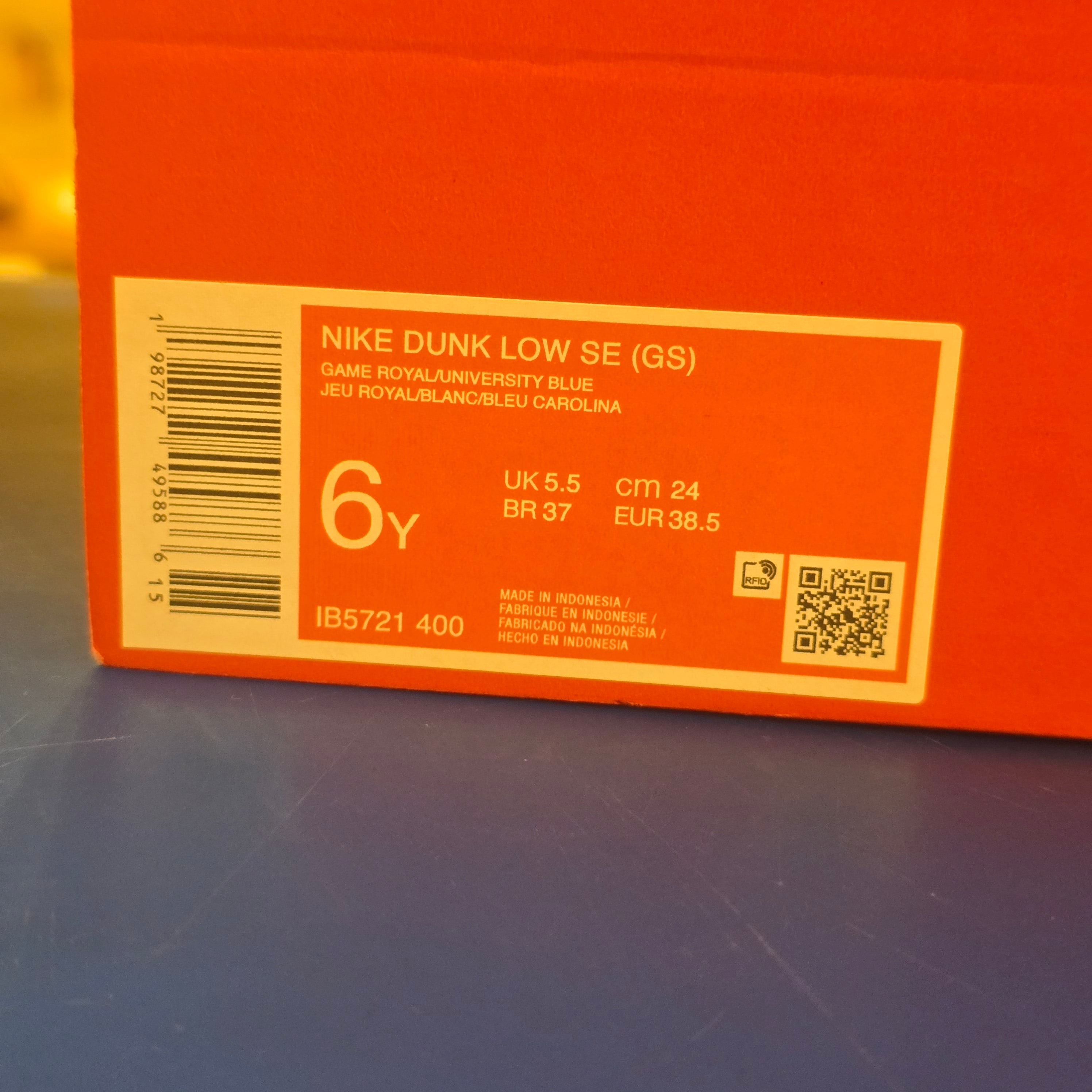 Nike Dunk Low SE Game Royal University Blue (GS) SZ 6Y MISSING LID