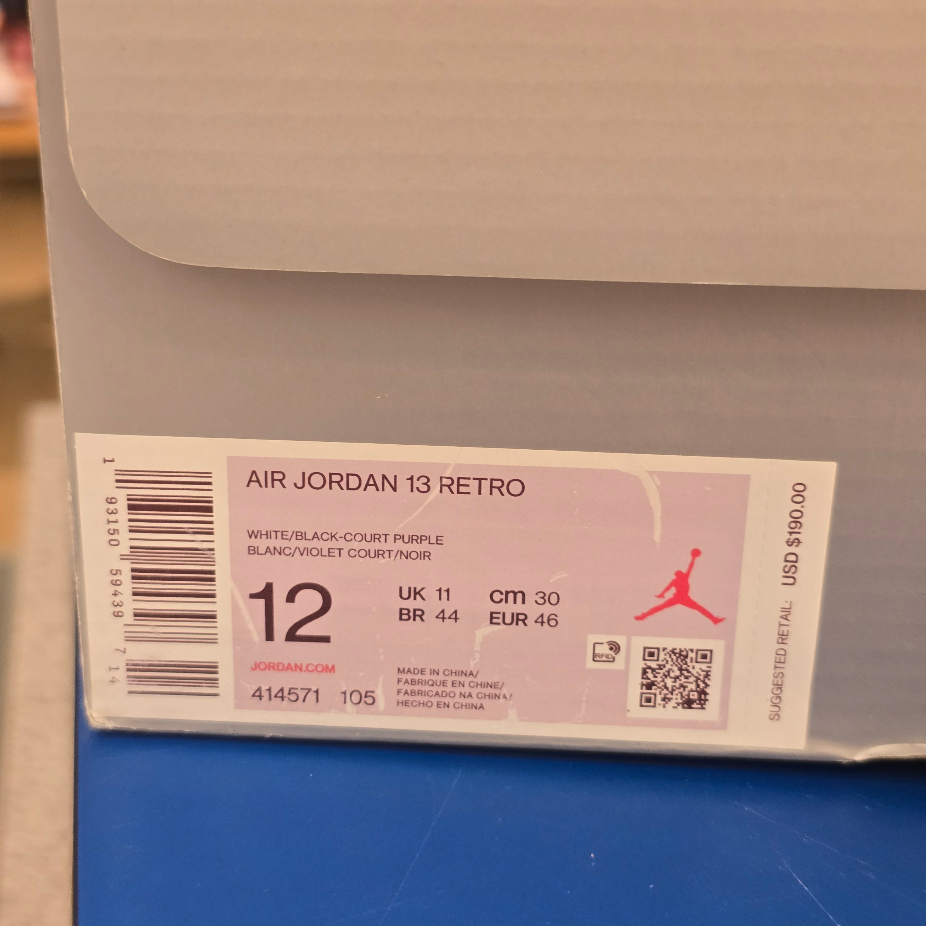 Jordan 13 Retro Lakers SZ 12 USED