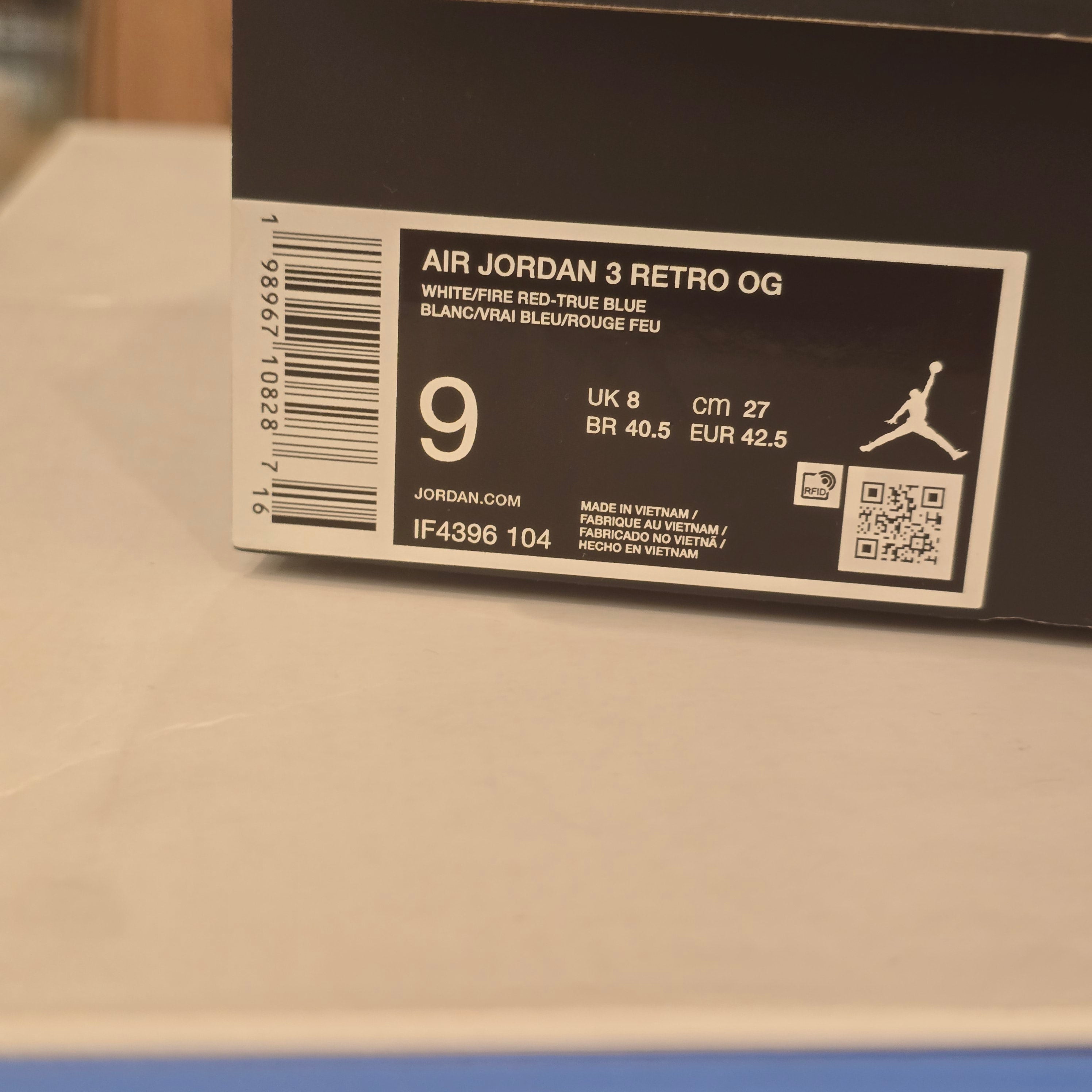 Jordan 3 Retro True Blue (2026) SZ 9