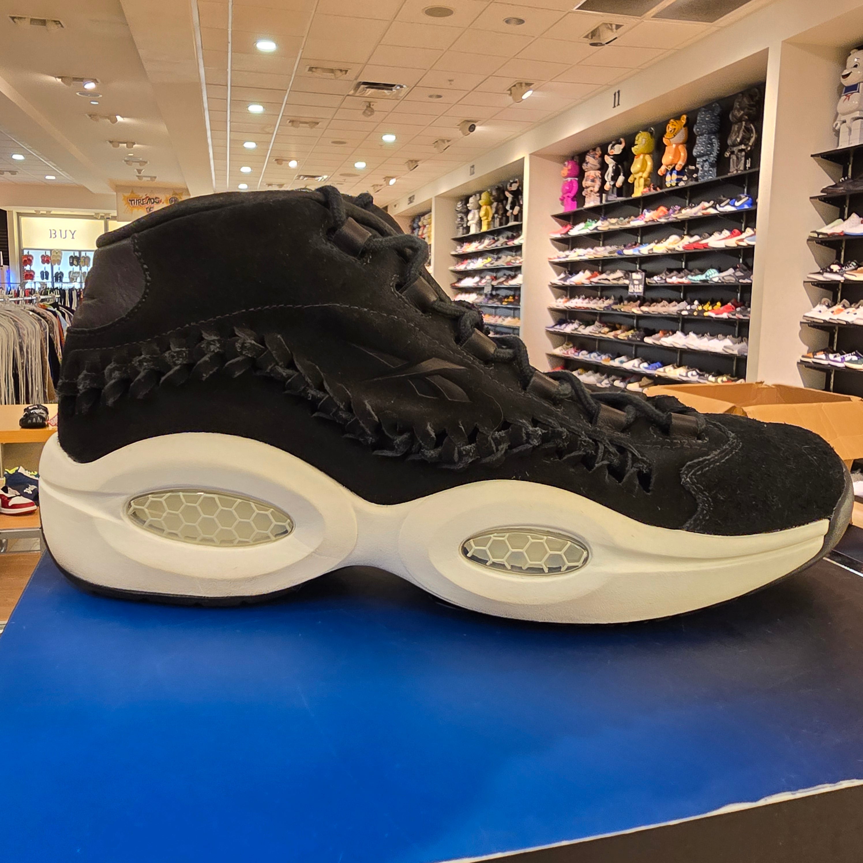 Reebok Question Mid Hall of Fame Black Braid SZ 12 USED