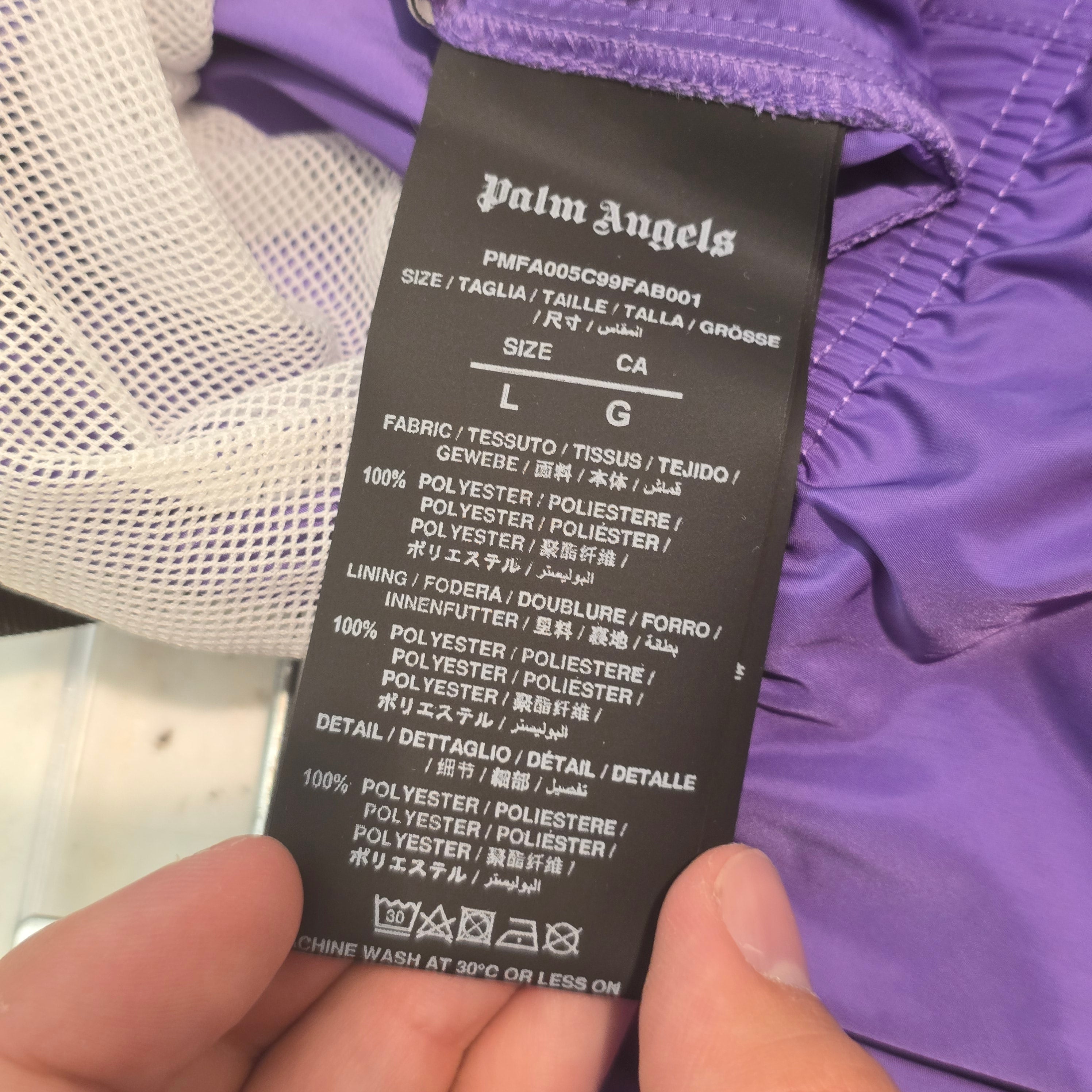 Palm Angels Curved Logo Swim Short Violet White SZ L USED