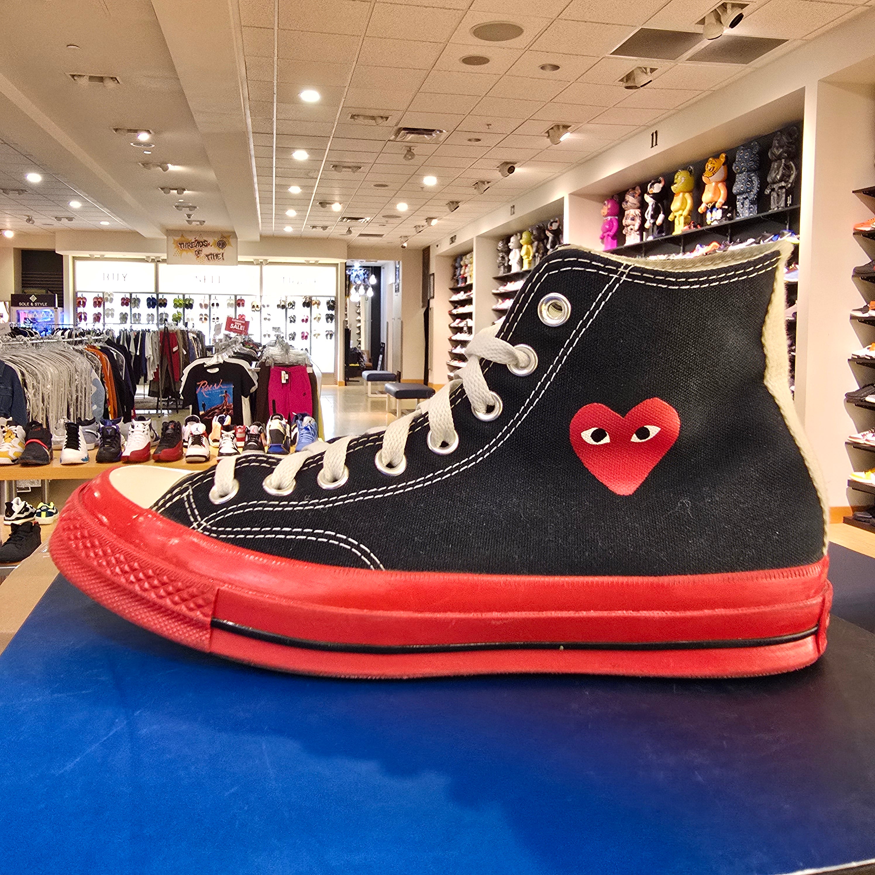 Converse Chuck Taylor All Star 70 Hi CDG PLAY Black Red Midsole SZ 8 USED NO BOX