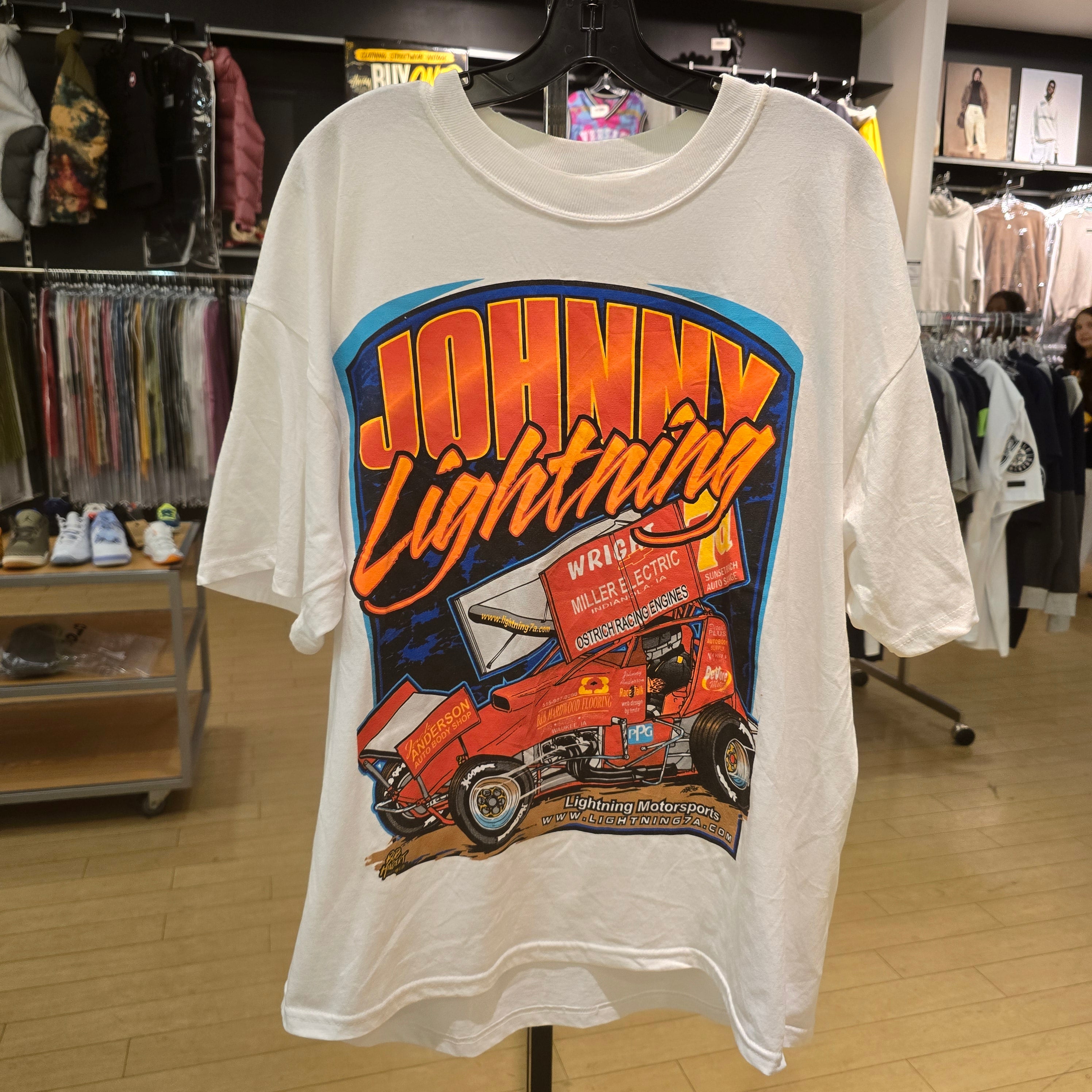 Signed 90s Johnny Lightning Sprint Car Tee White Size XL
