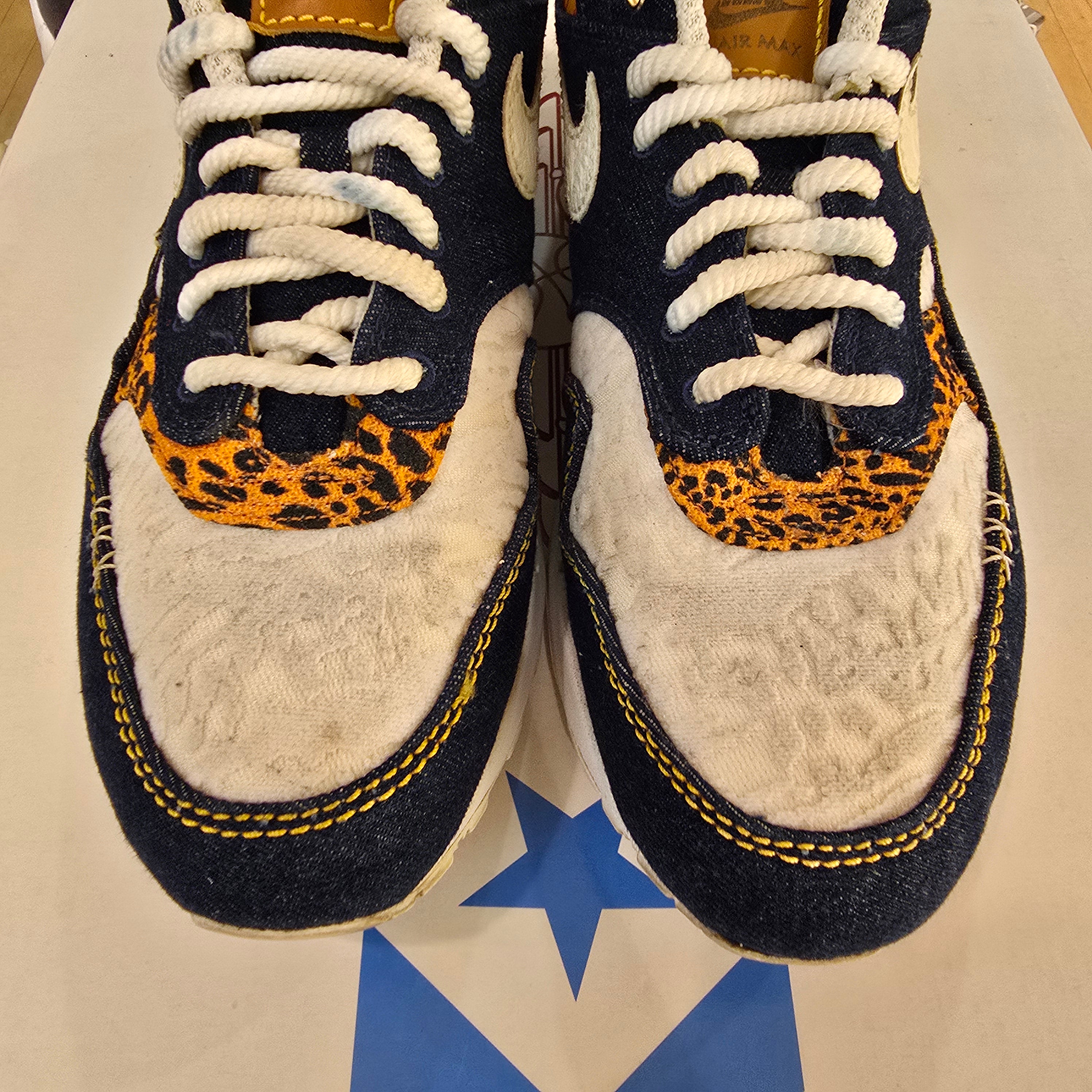 Nike Air Max 1 Premium Denim Leopard SZ 12 USED NO BOX