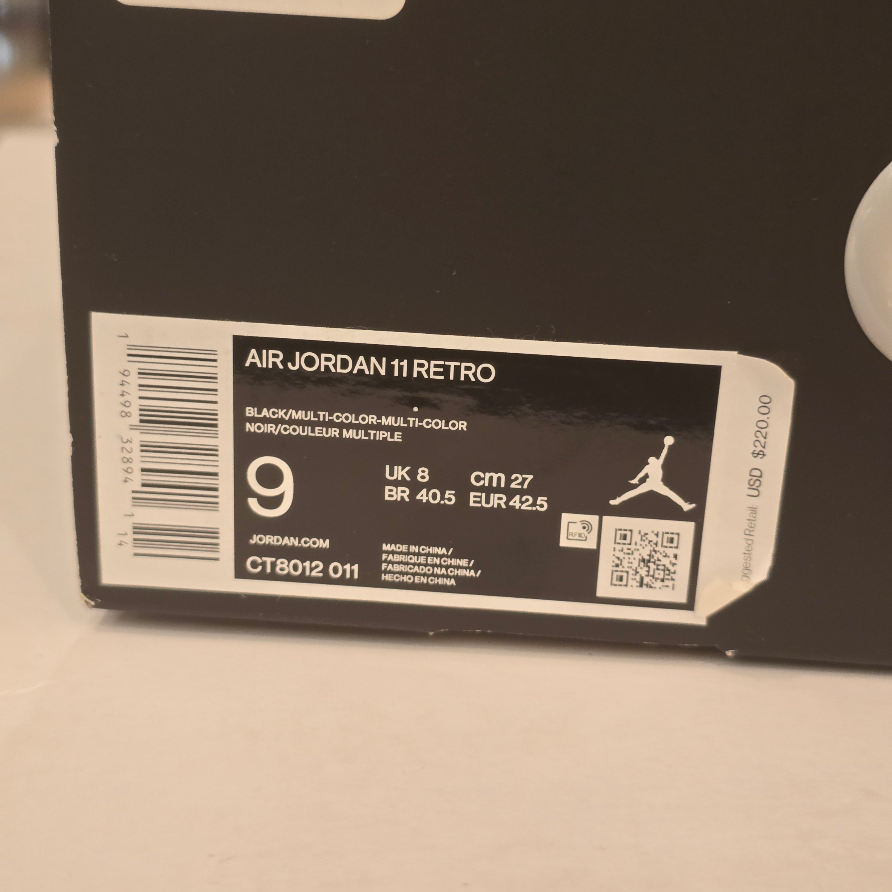 Jordan 11 Retro Jubilee 25th Anniversary SZ 9 USED