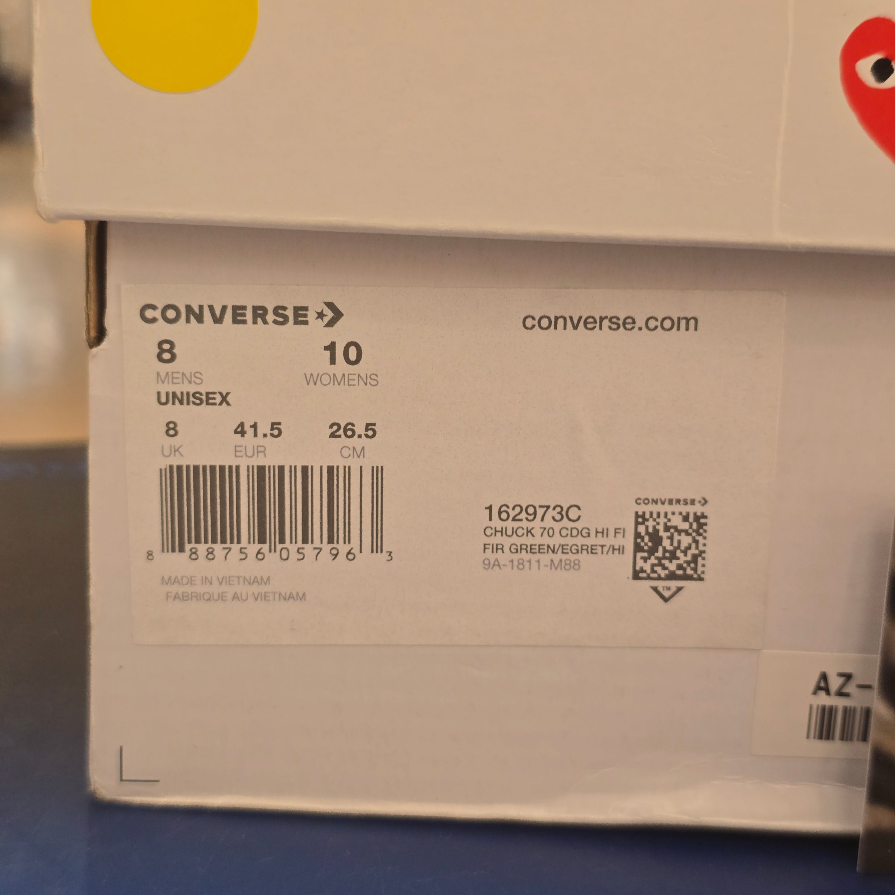 Converse Chuck Taylor All Star 70 Hi CDG PLAY Multi-Heart Green SZ 8 USED