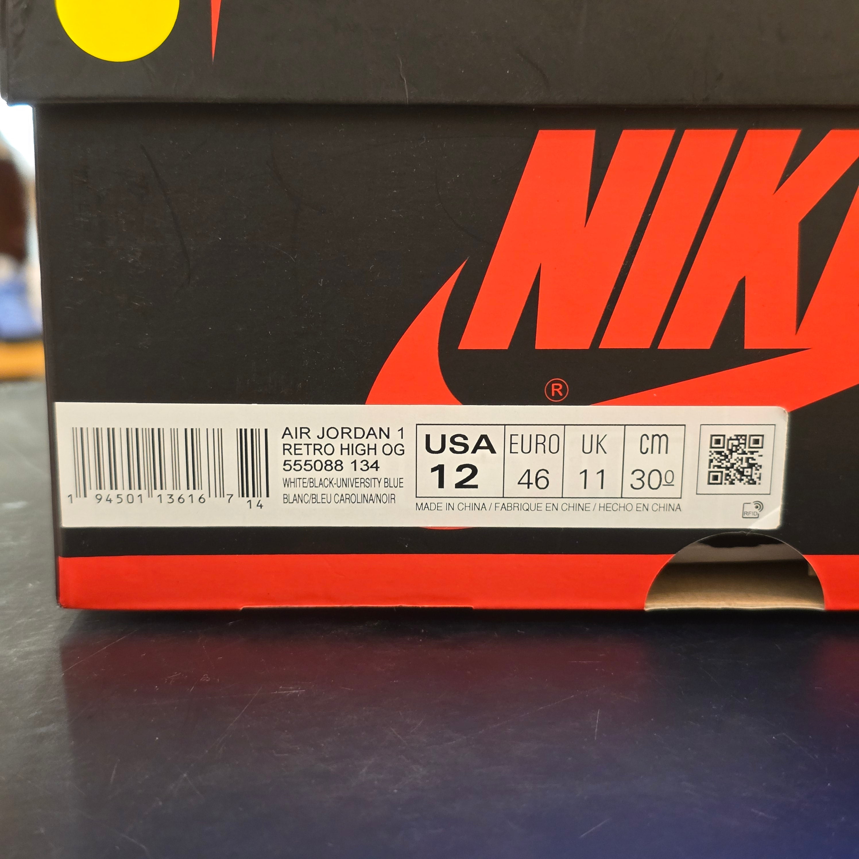 Jordan 1 Retro High OG University Blue SZ 12 USED