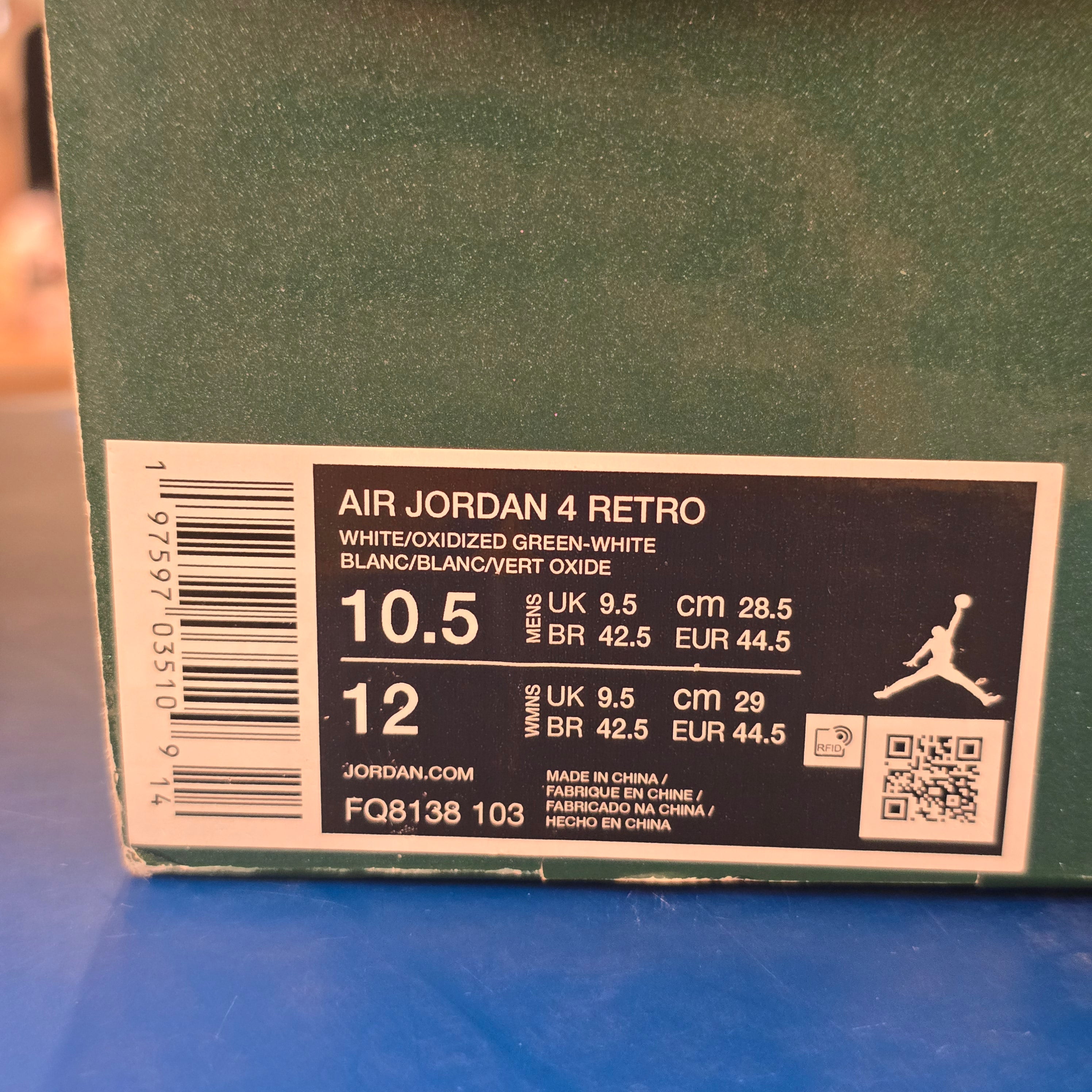 Jordan 4 Retro Oxidized Green SZ 10.5 USED