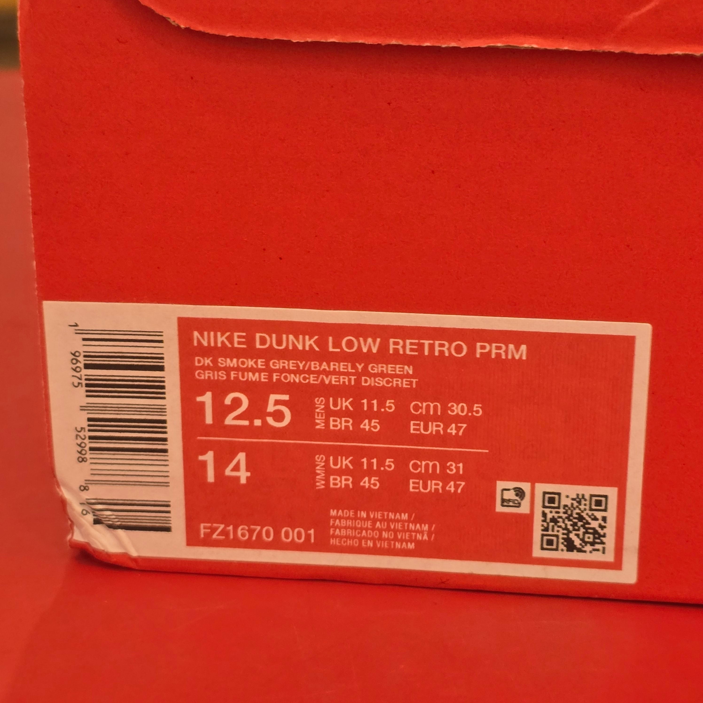 Nike Dunk Low Dark Smoke Grey Barely Green SZ 12.5 STAINS