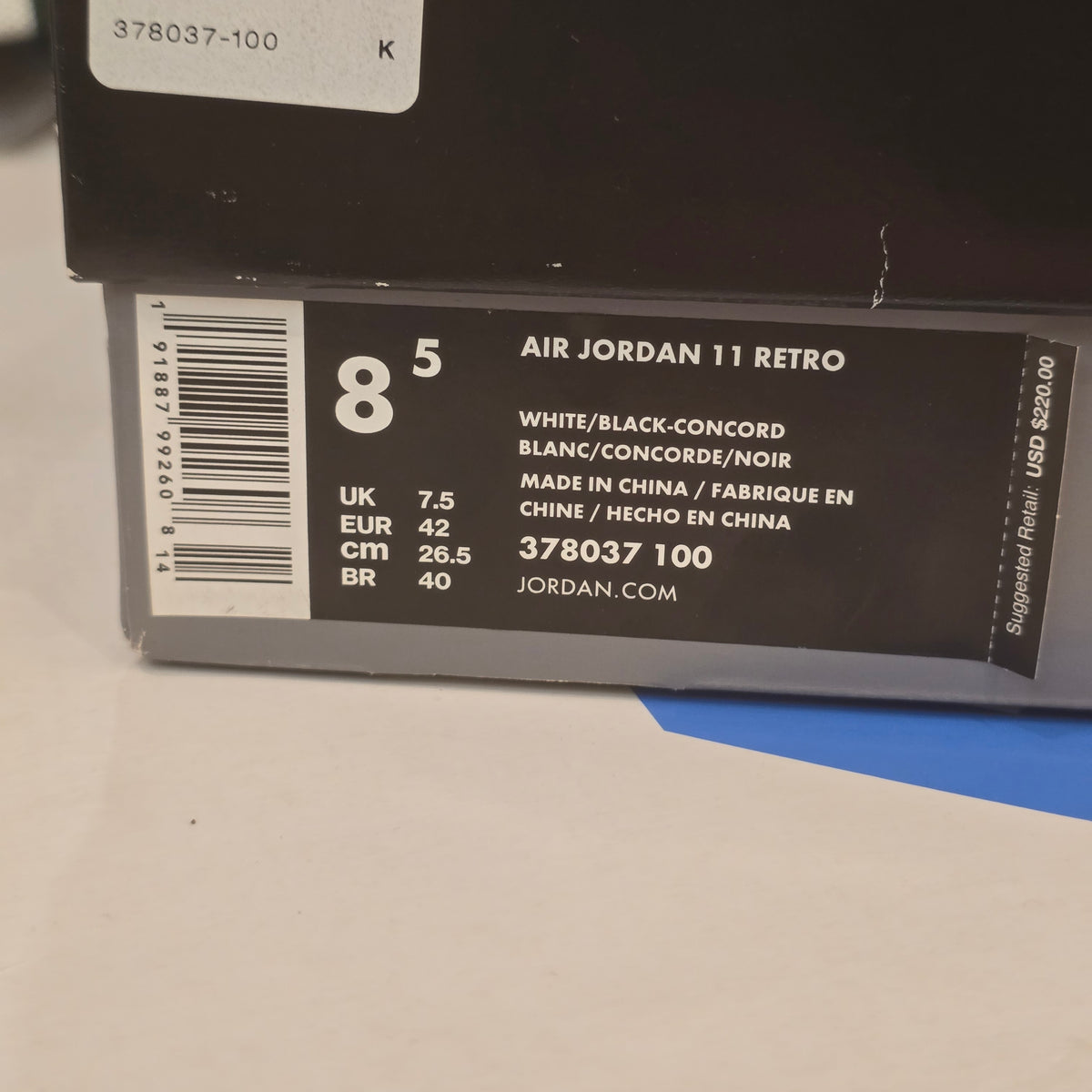 Jordan 11 Retro Concord (2018) SZ 8.5 USED