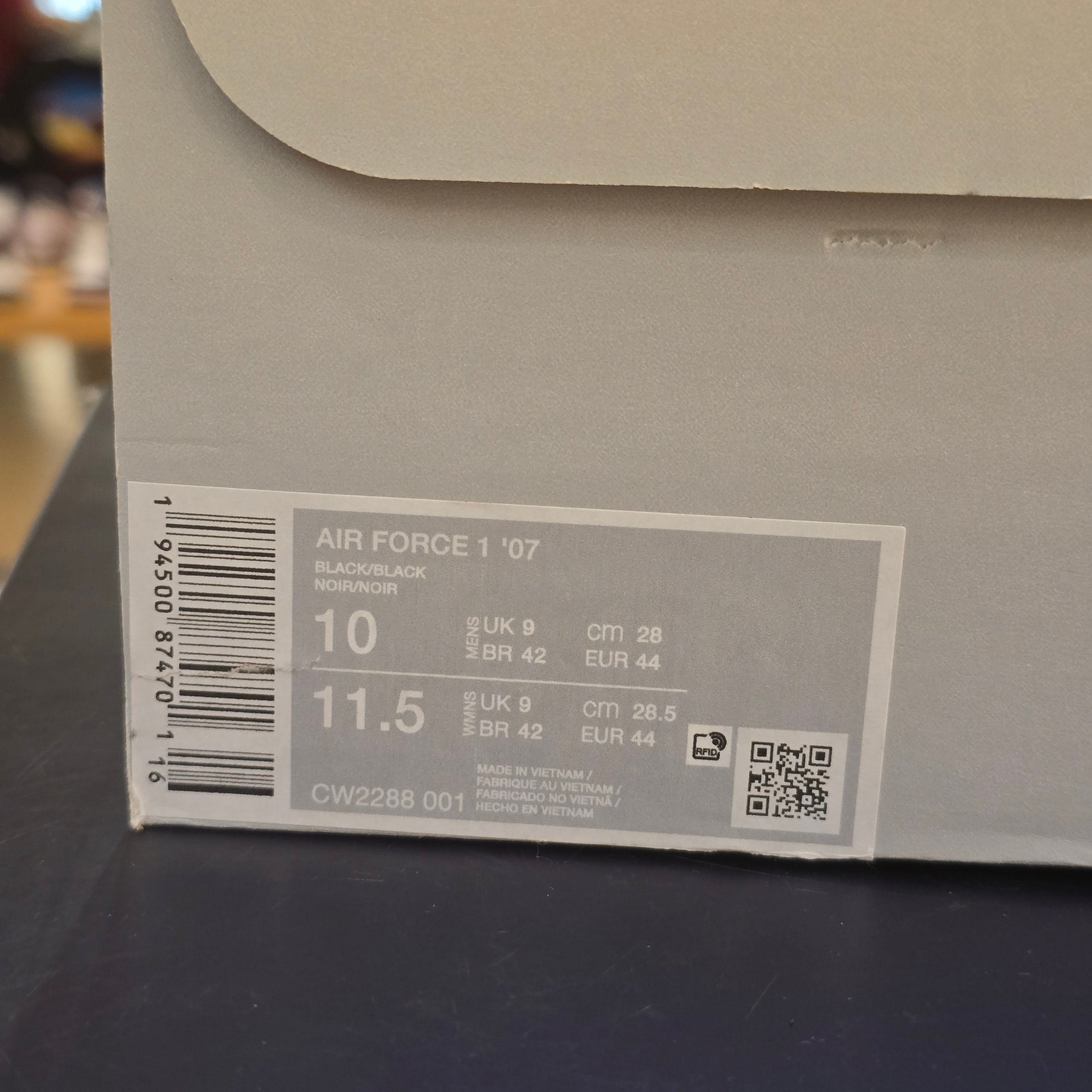 Nike Air Force 1 Low '07 Black SZ 10