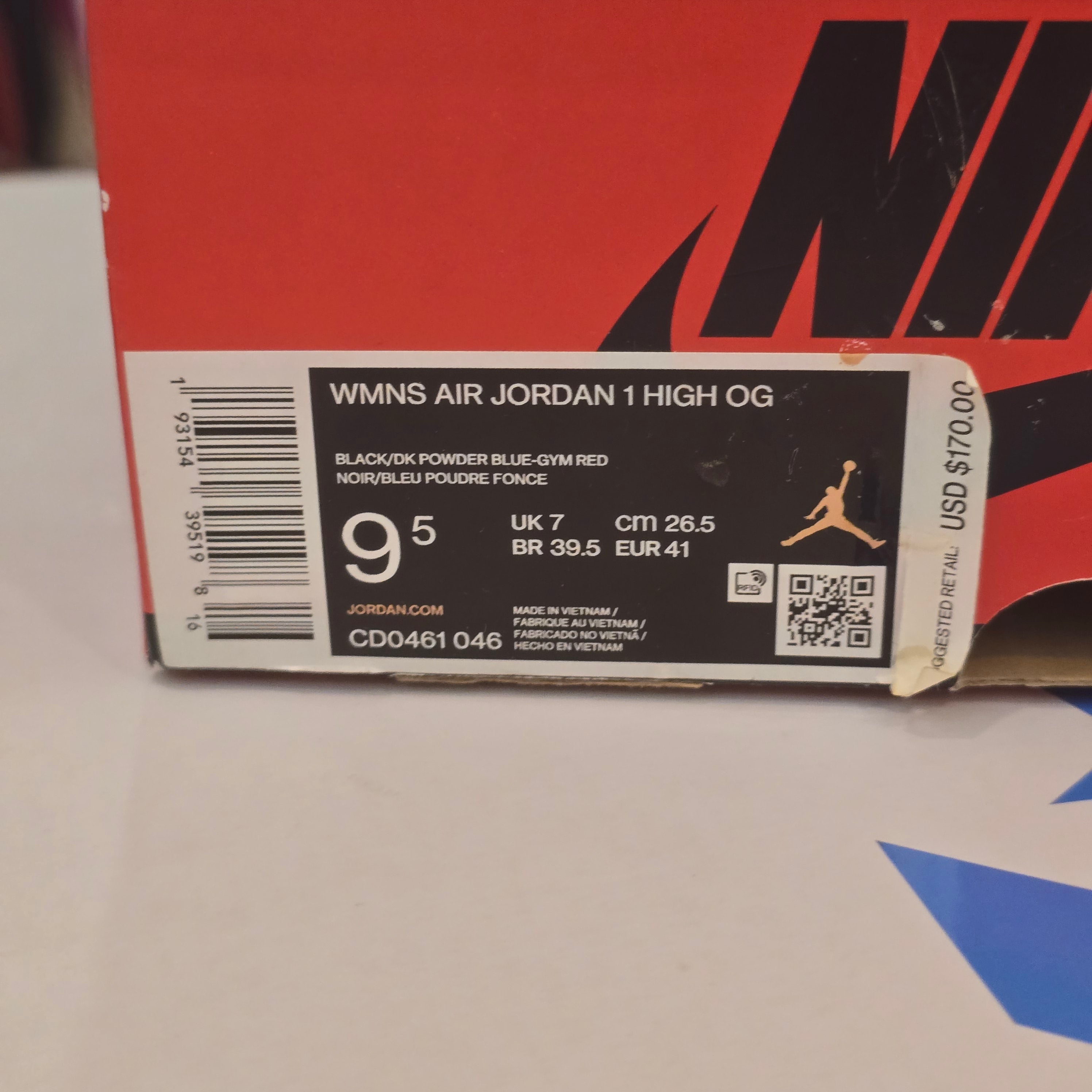 Jordan 1 Retro High NC to Chi (Women's) SZ 9.5/8M USED