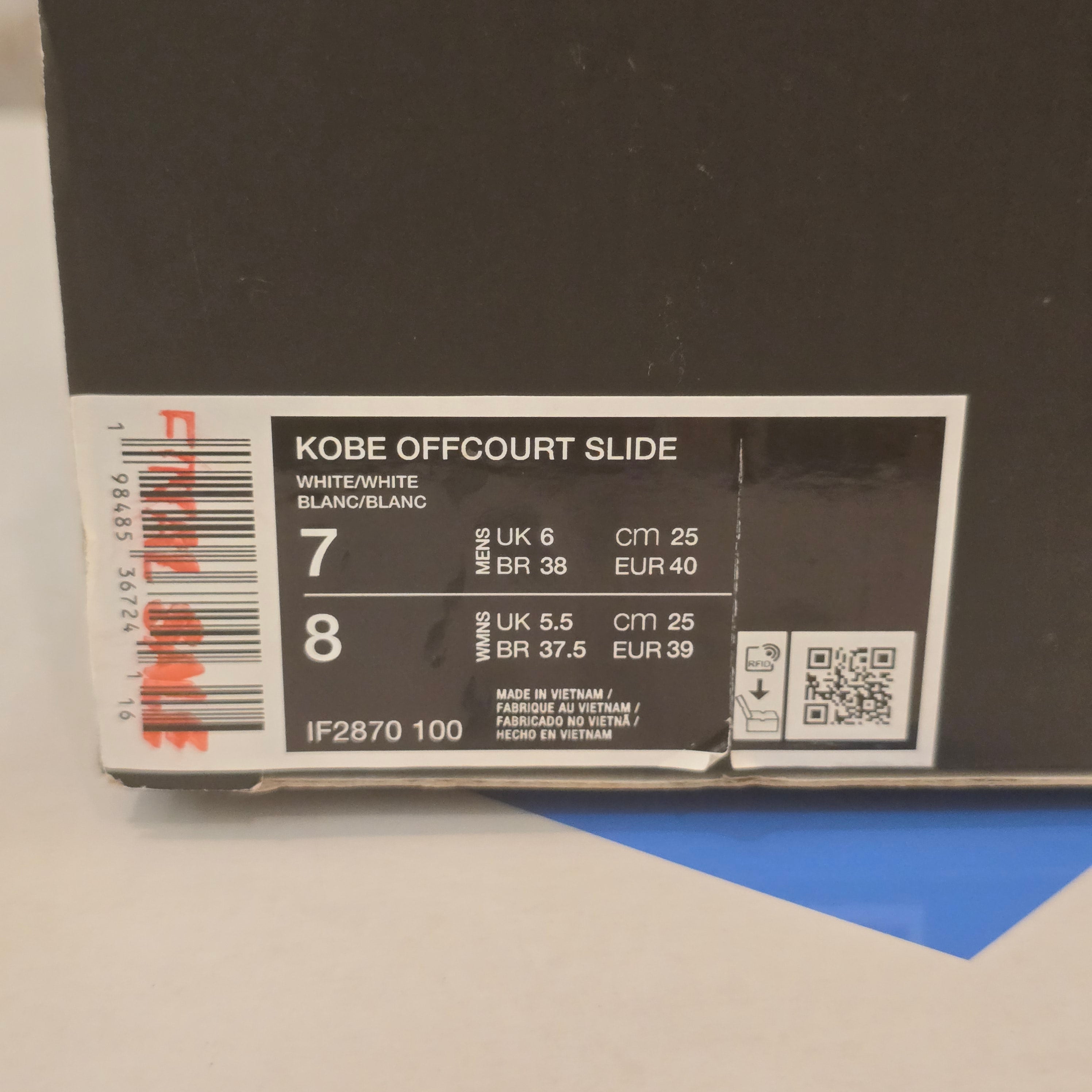 Nike Kobe Offcourt Slide Triple White SZ 7