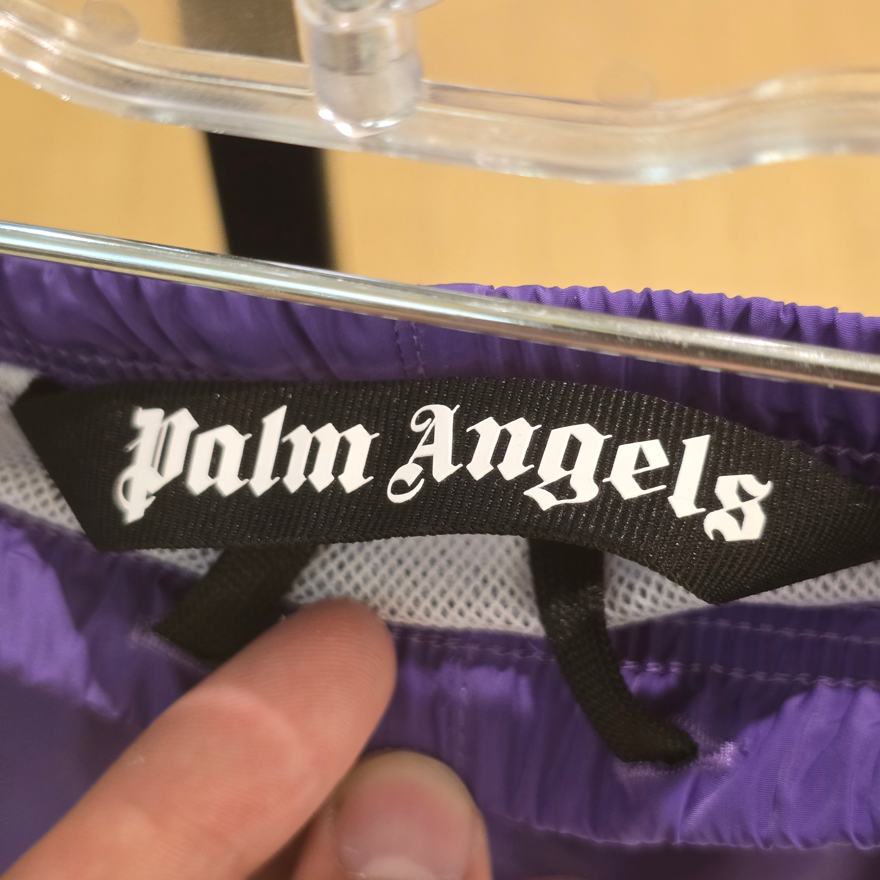 Palm Angels Curved Logo Swim Short Violet White SZ L USED