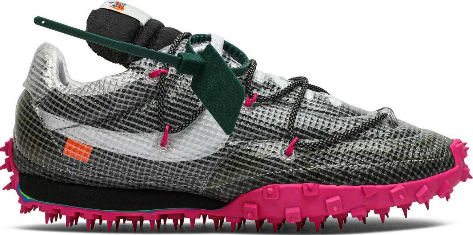 Off-White x Nike Waffle Racer Fuchsia Womens Sz 14/12.5M DEFECT YELLOWING