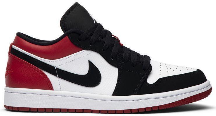 Air Jordan 1 Low Black Toe White Black Gym Red Sz 11.5 USED