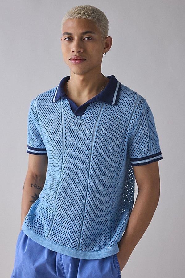 UO Mylo Short Sleeve Jersey Sweater Blue Sz M