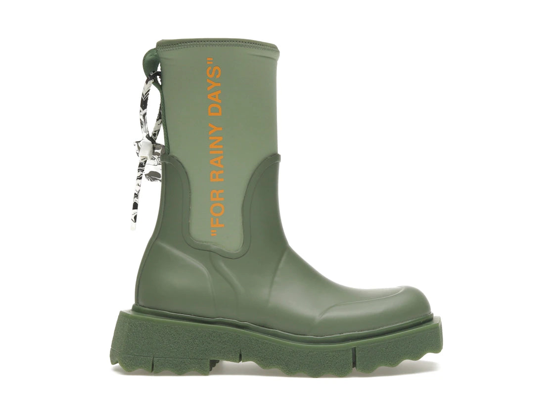 OFF-WHITE Zip-tie Rain Boots Green (Women's)