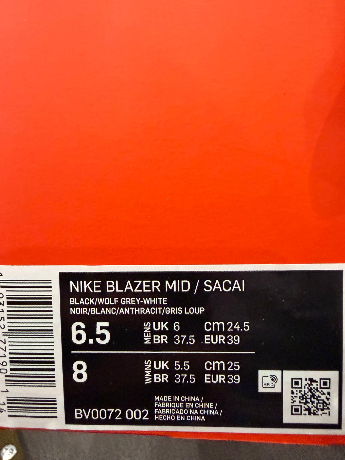 Nike Blazer Mid sacai Black Grey
